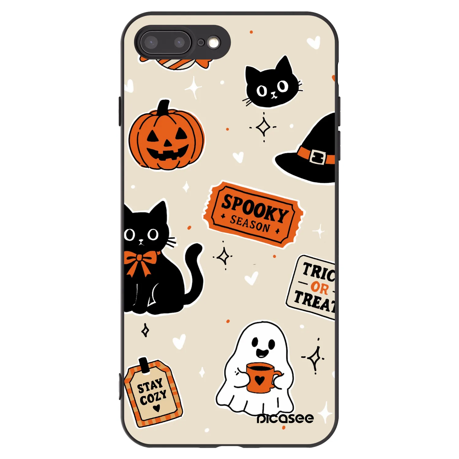 Picasee fekete szilikon tok az alábbi mobiltelefonokra Apple iPhone 7 Plus - Halloween stickers