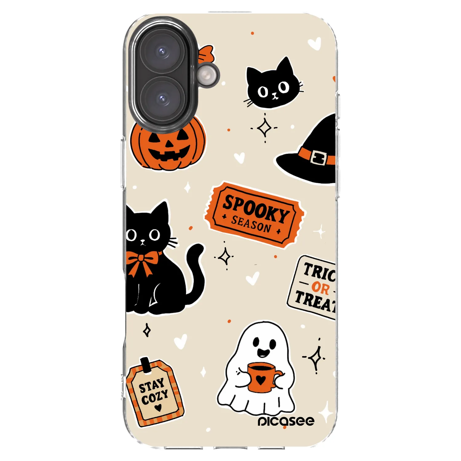 Picasee átlátszó szilikon tok az alábbi mobiltelefonokra Apple iPhone 16 Plus - Halloween stickers