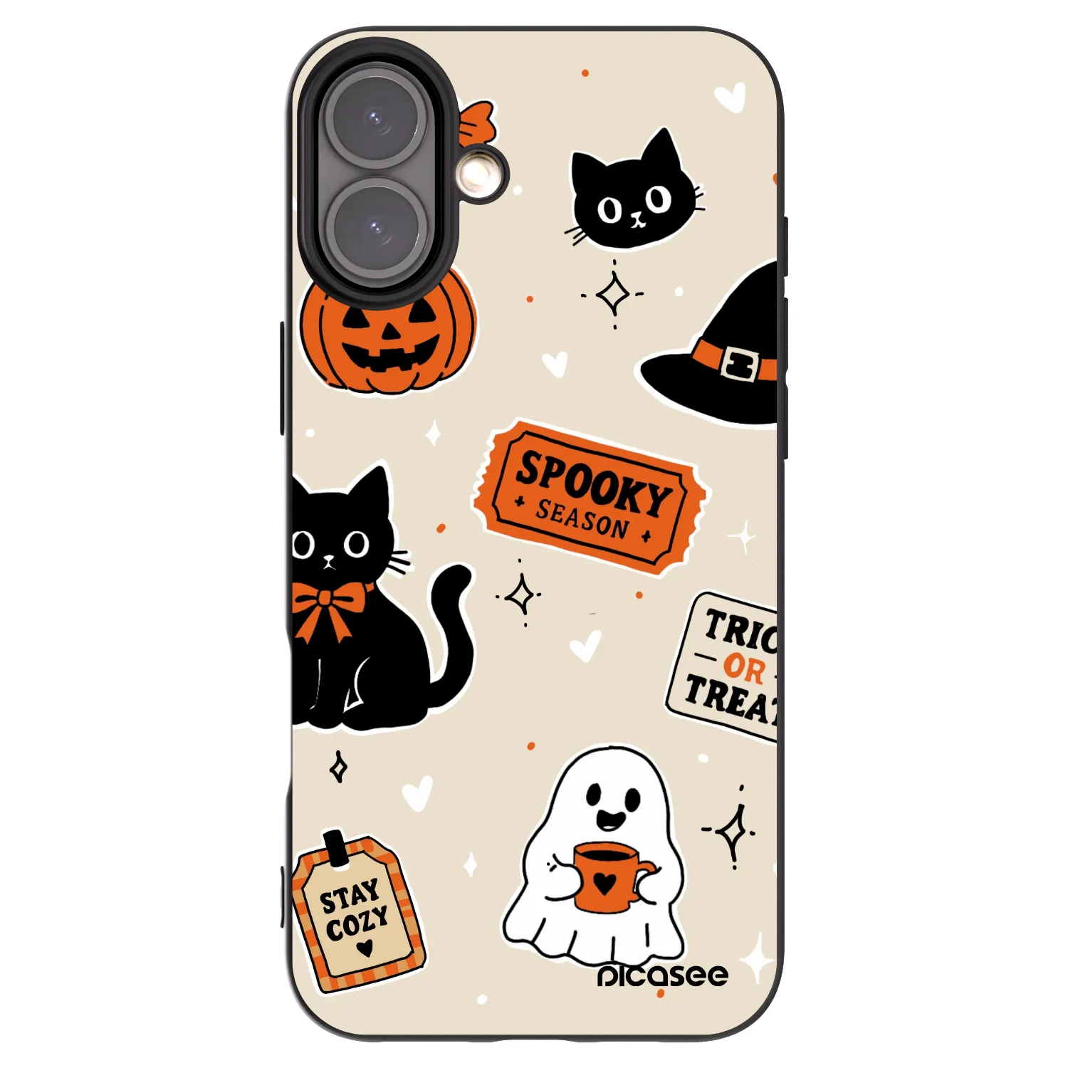 Picasee fekete szilikon tok az alábbi mobiltelefonokra Apple iPhone 16 Plus - Halloween stickers