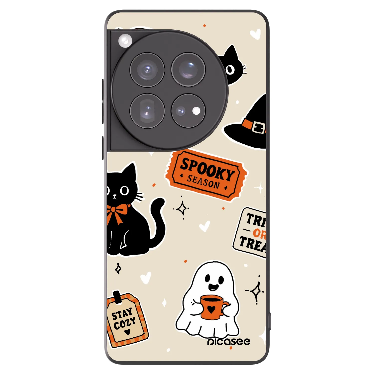 Picasee fekete szilikon tok az alábbi mobiltelefonokra OnePlus 12 5G - Halloween stickers