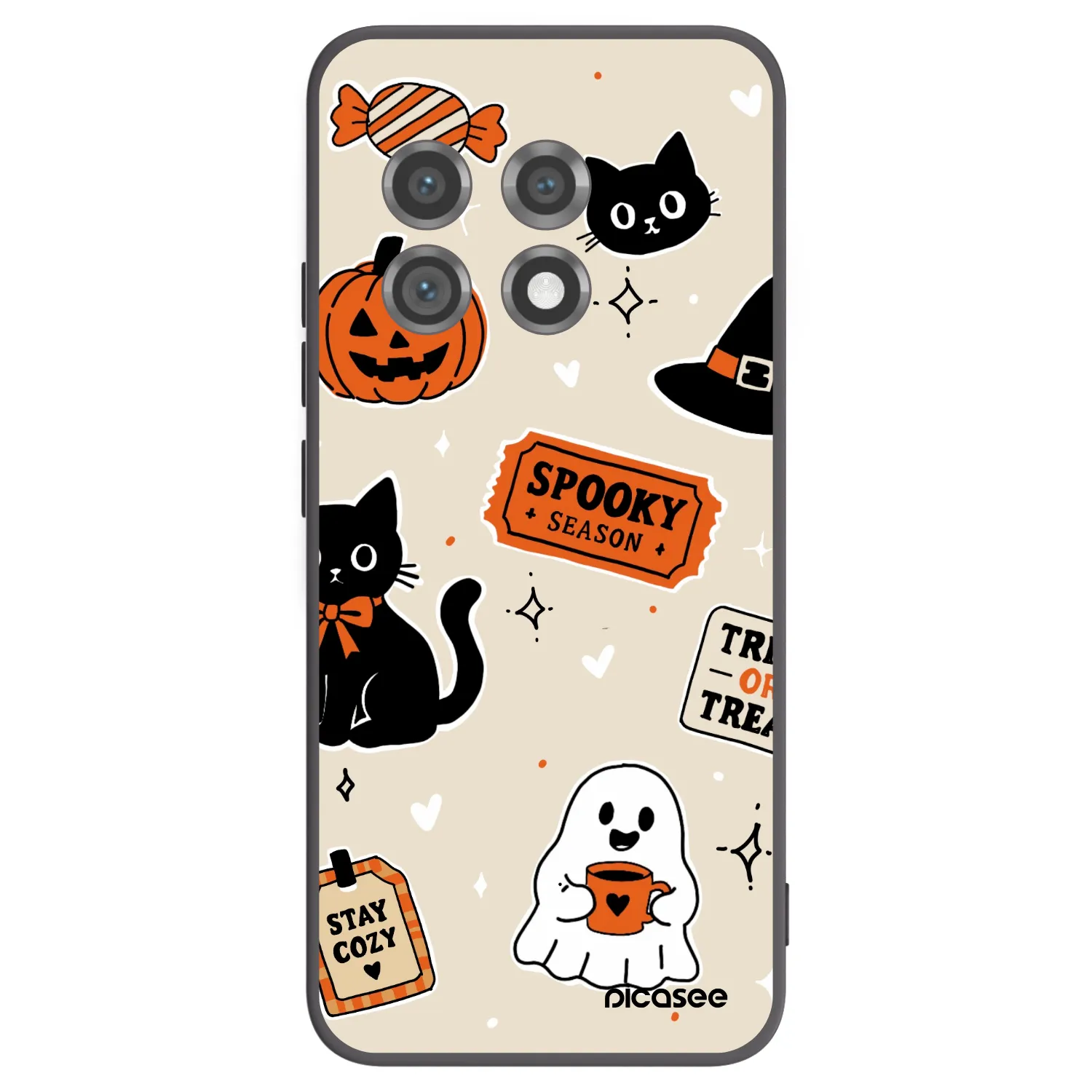 Picasee fekete szilikon tok az alábbi mobiltelefonokra OnePlus 11 5G - Halloween stickers