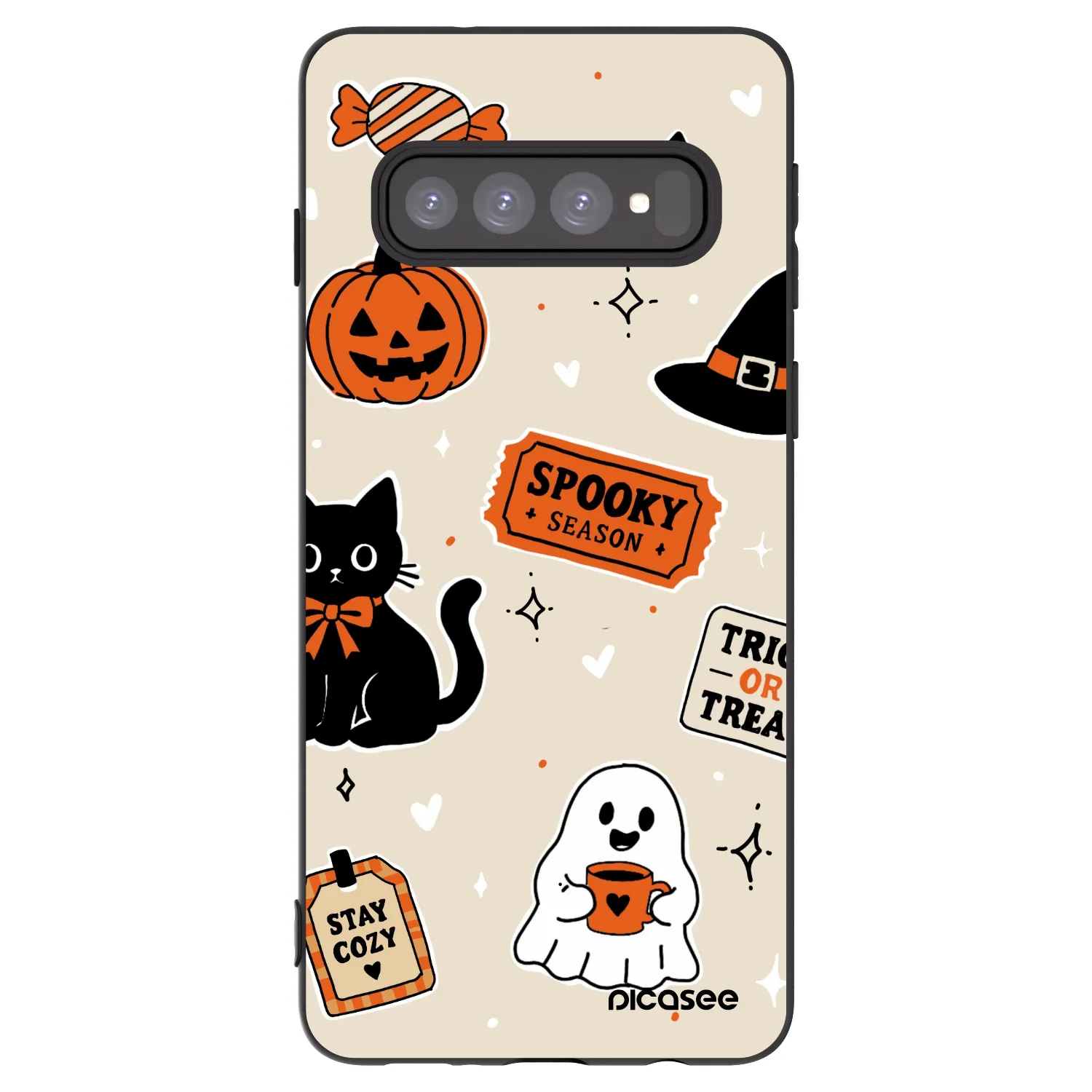 Picasee fekete szilikon tok az alábbi mobiltelefonokra Samsung Galaxy S10 G973 - Halloween stickers