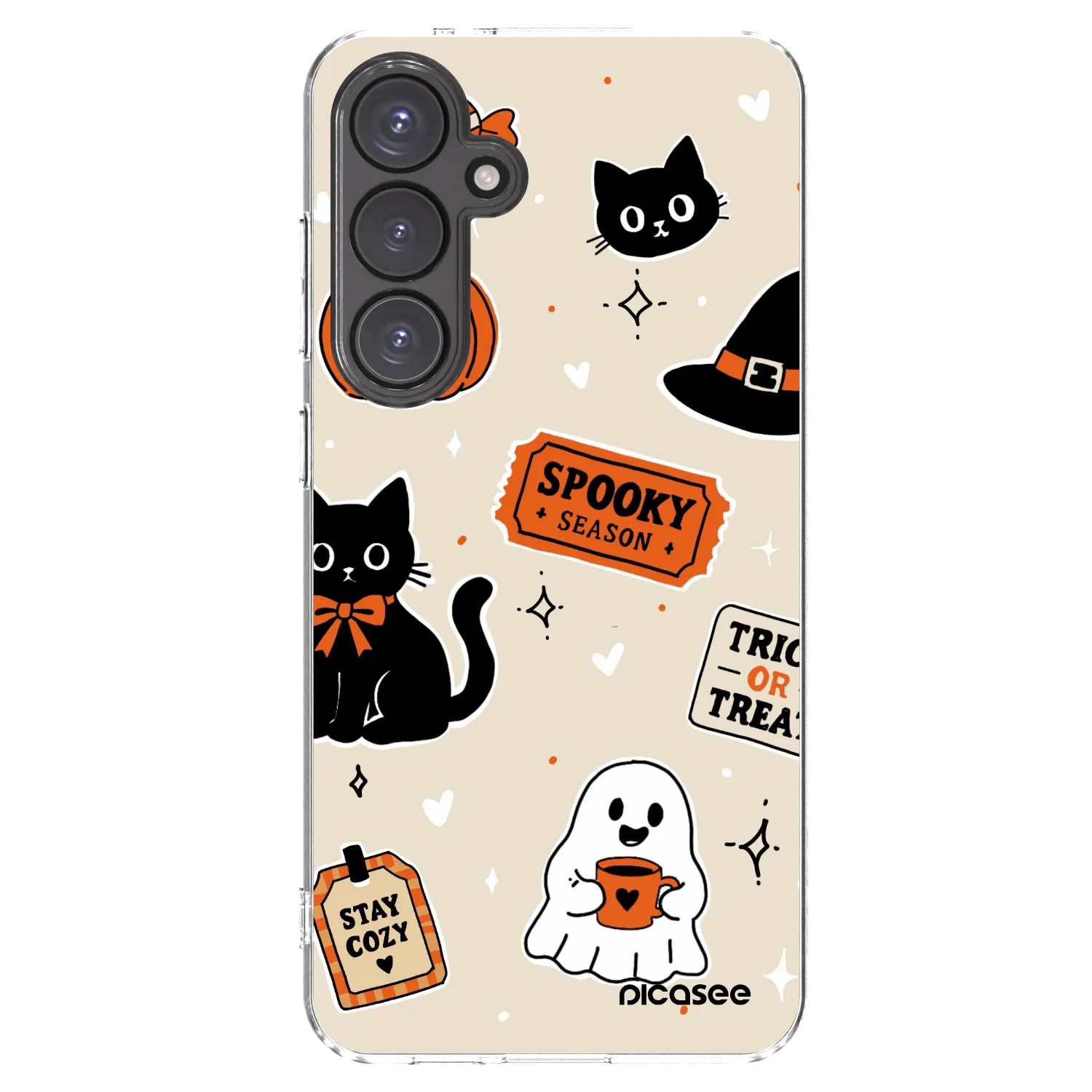 Picasee átlátszó szilikon tok az alábbi mobiltelefonokra Samsung Galaxy S24 FE S721B - Halloween stickers