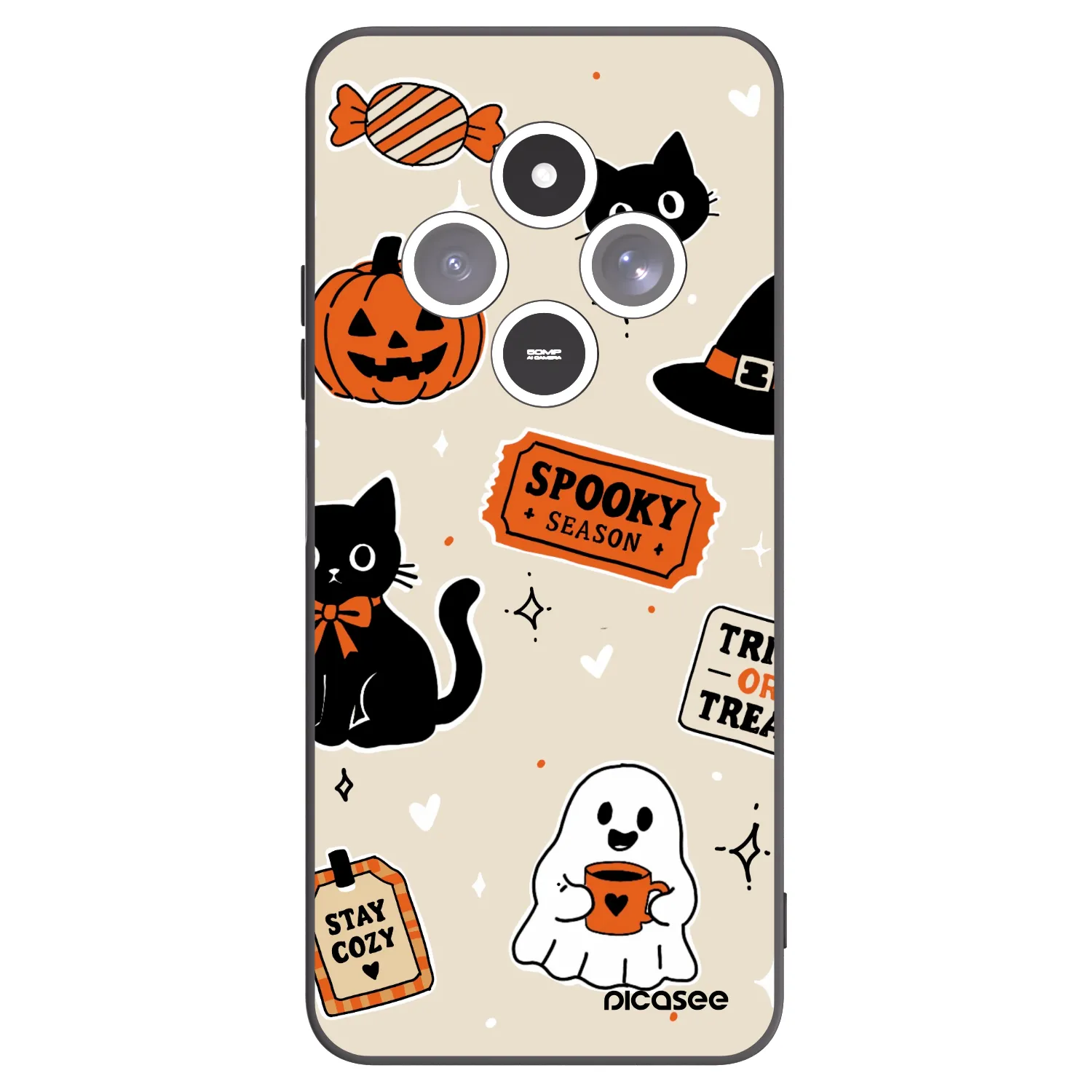 Picasee fekete szilikon tok az alábbi mobiltelefonokra Xiaomi Redmi 14C - Halloween stickers