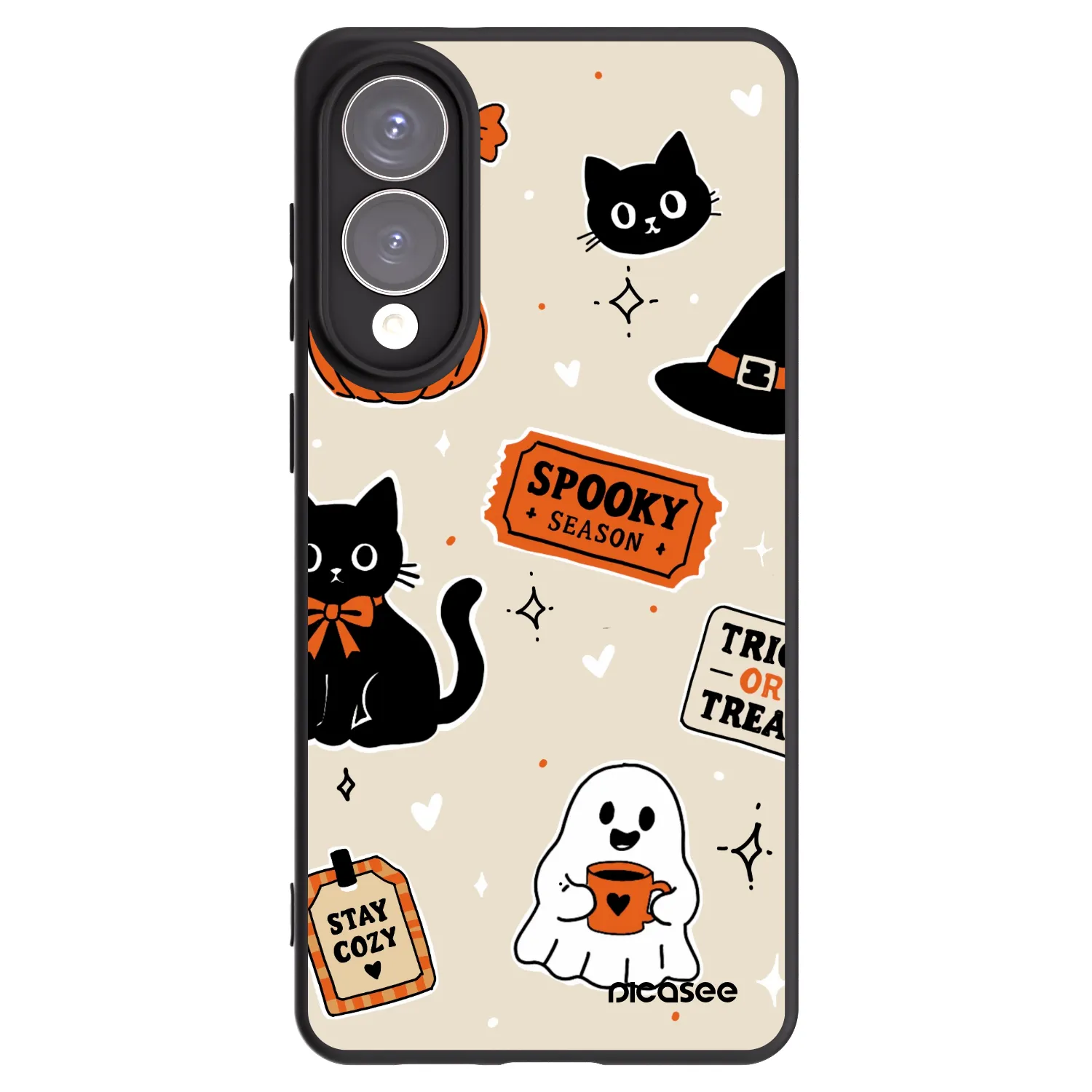 Picasee fekete szilikon tok az alábbi mobiltelefonokra Samsung Galaxy S25 Edge 5G - Halloween stickers