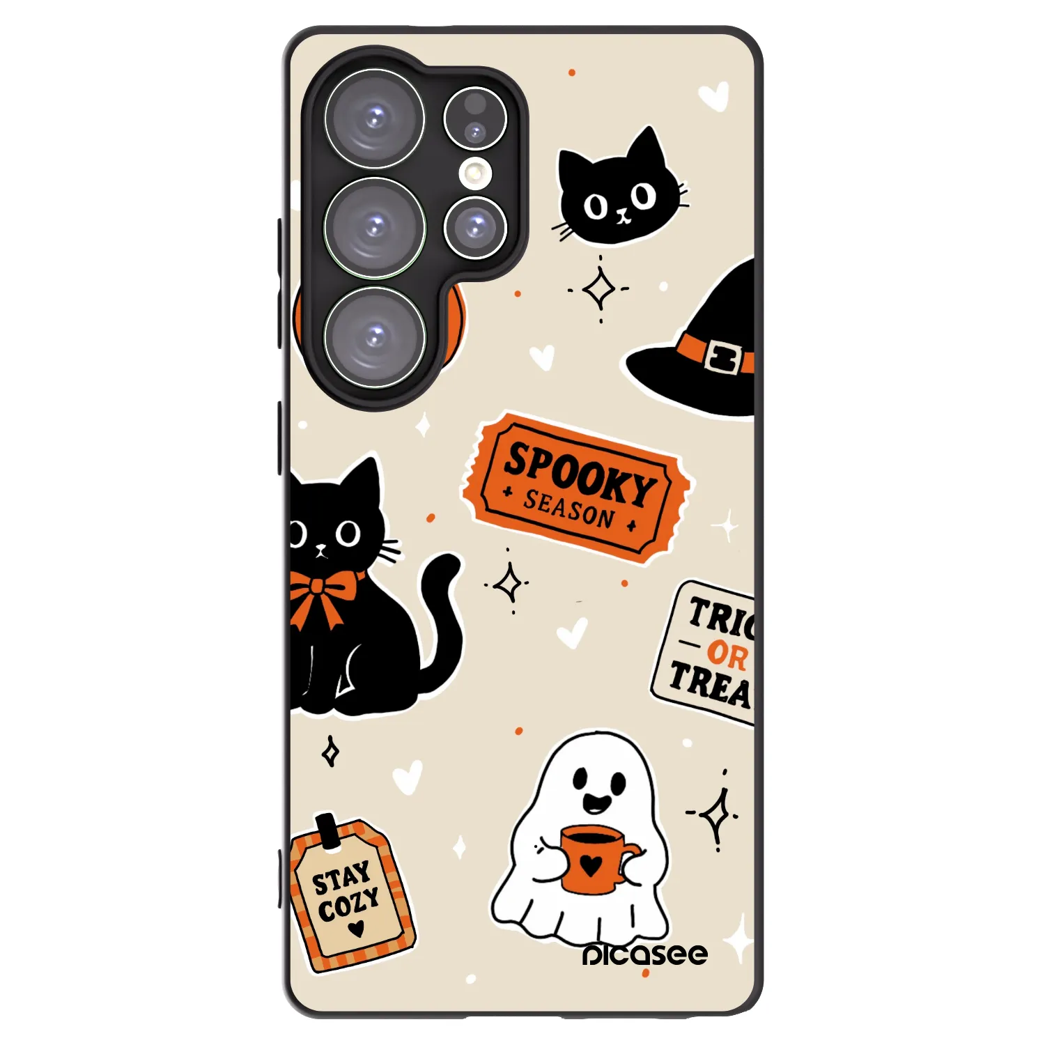 Picasee fekete szilikon tok az alábbi mobiltelefonokra Samsung Galaxy S25 Ultra 5G - Halloween stickers