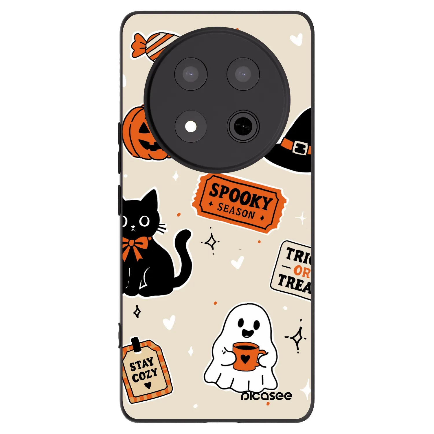 Picasee fekete szilikon tok az alábbi mobiltelefonokra Honor Magic7 Lite 5G - Halloween stickers