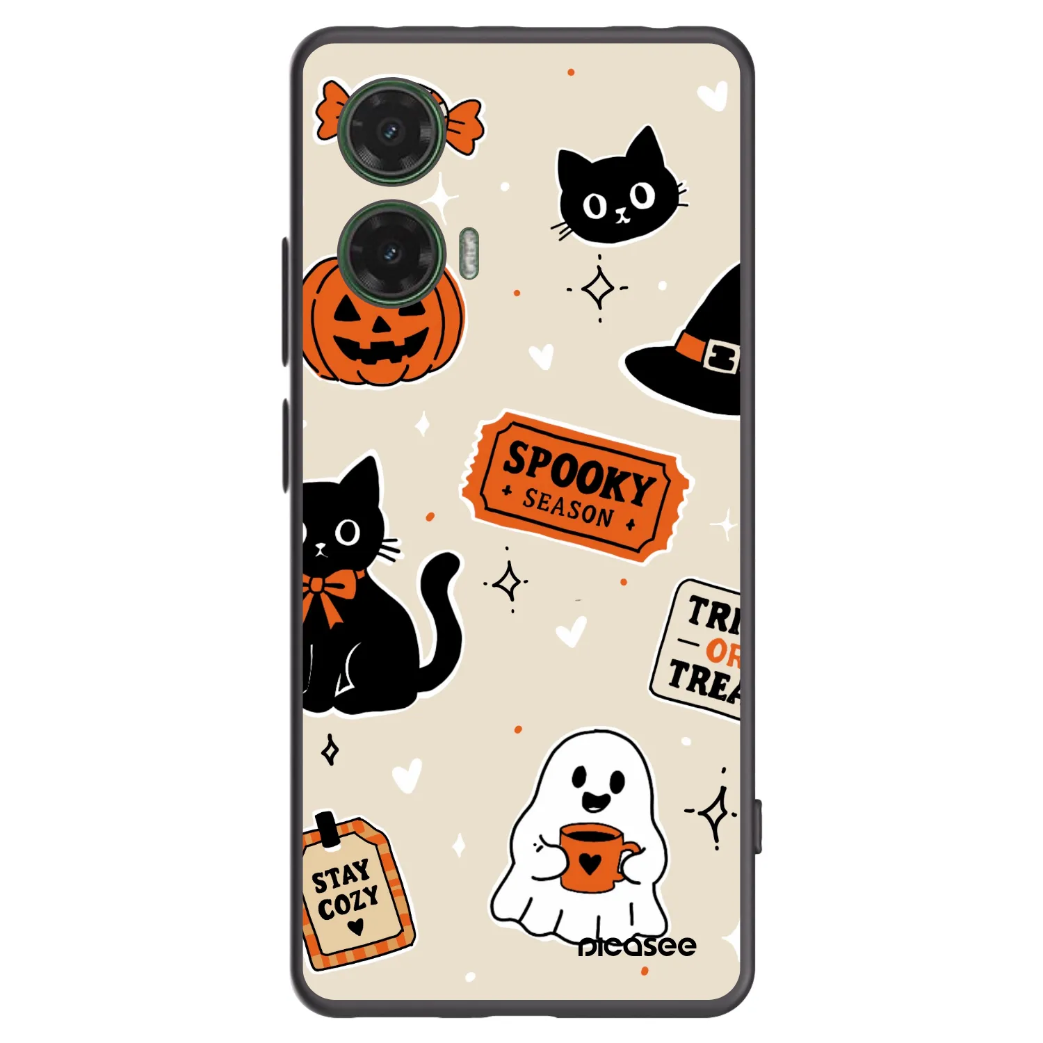 Picasee fekete szilikon tok az alábbi mobiltelefonokra Motorola Moto G35 5G - Halloween stickers