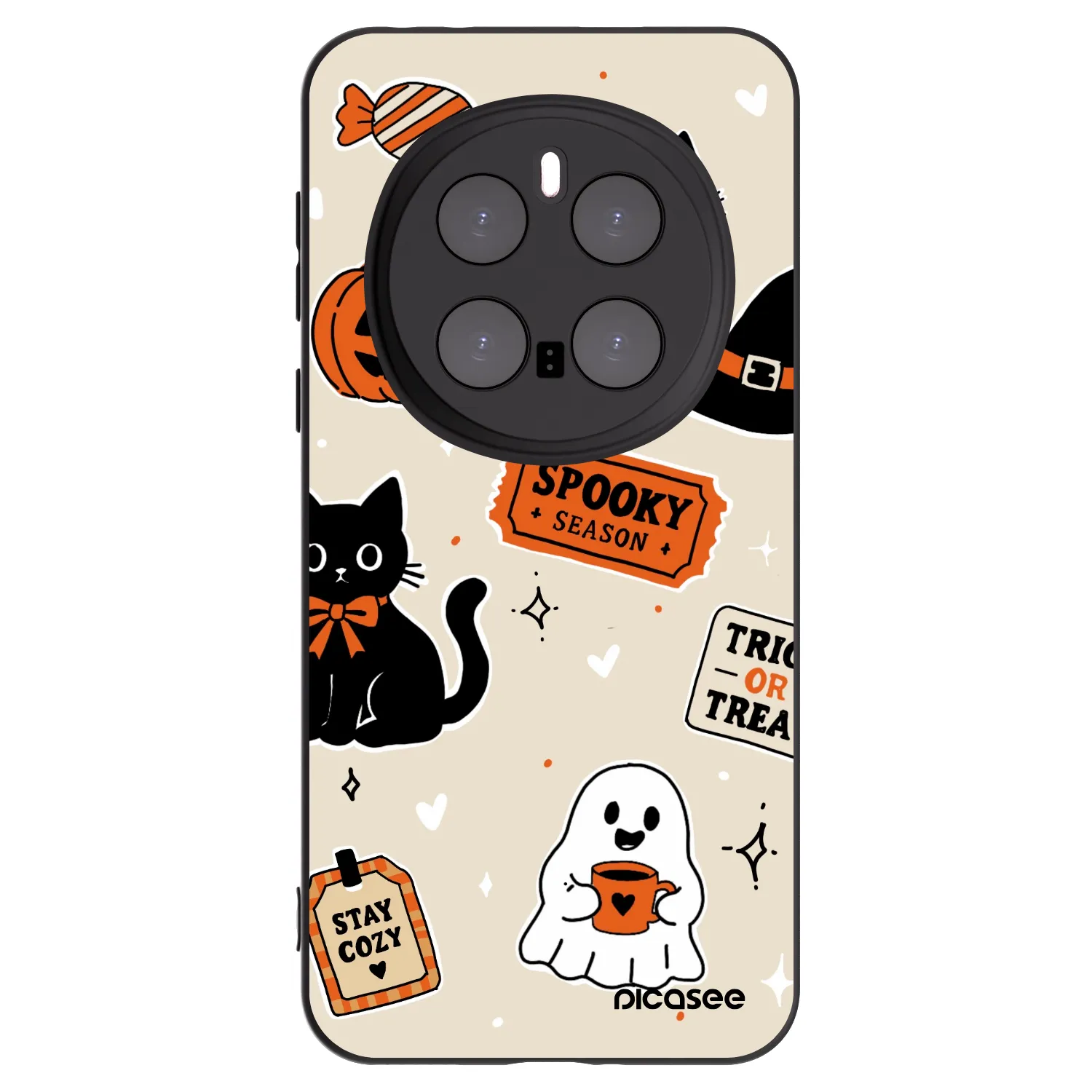 Picasee fekete szilikon tok az alábbi mobiltelefonokra Honor Magic7 Pro 5G - Halloween stickers