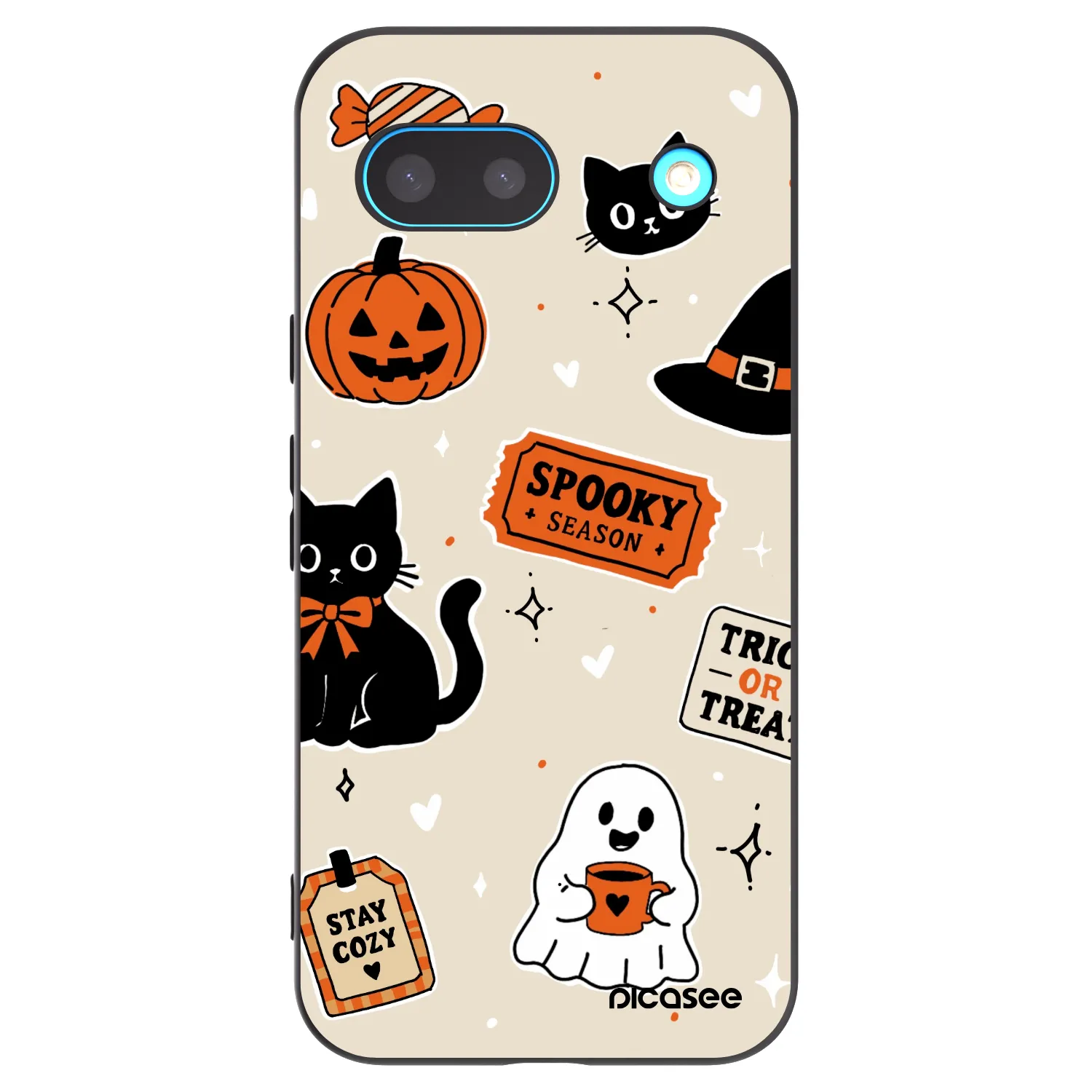 Picasee fekete szilikon tok az alábbi mobiltelefonokra Google Pixel 8a - Halloween stickers