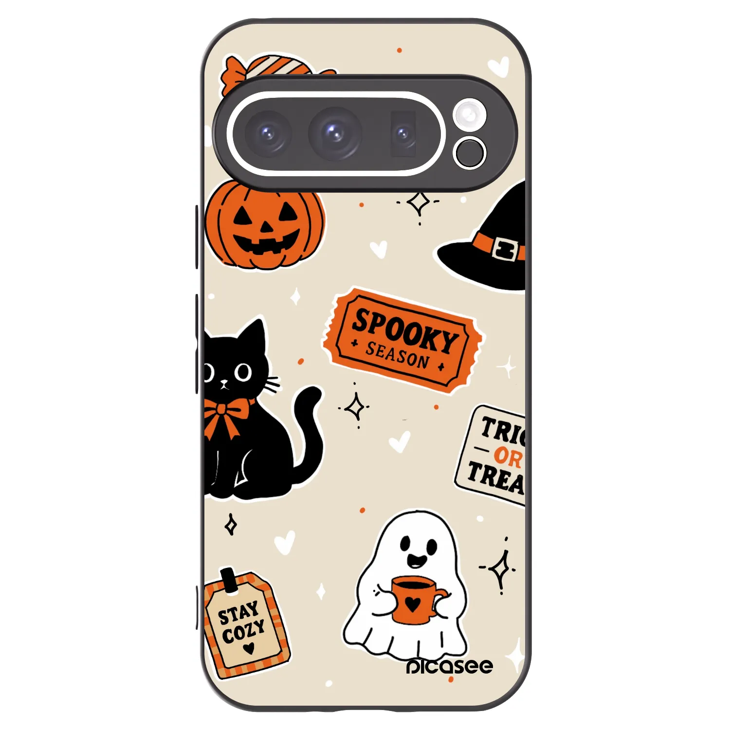 Picasee fekete szilikon tok az alábbi mobiltelefonokra Google Pixel 9 Pro - Halloween stickers