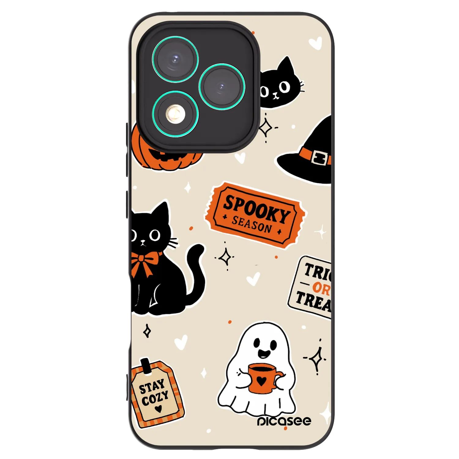 Picasee fekete szilikon tok az alábbi mobiltelefonokra Honor 400 Lite 5G - Halloween stickers
