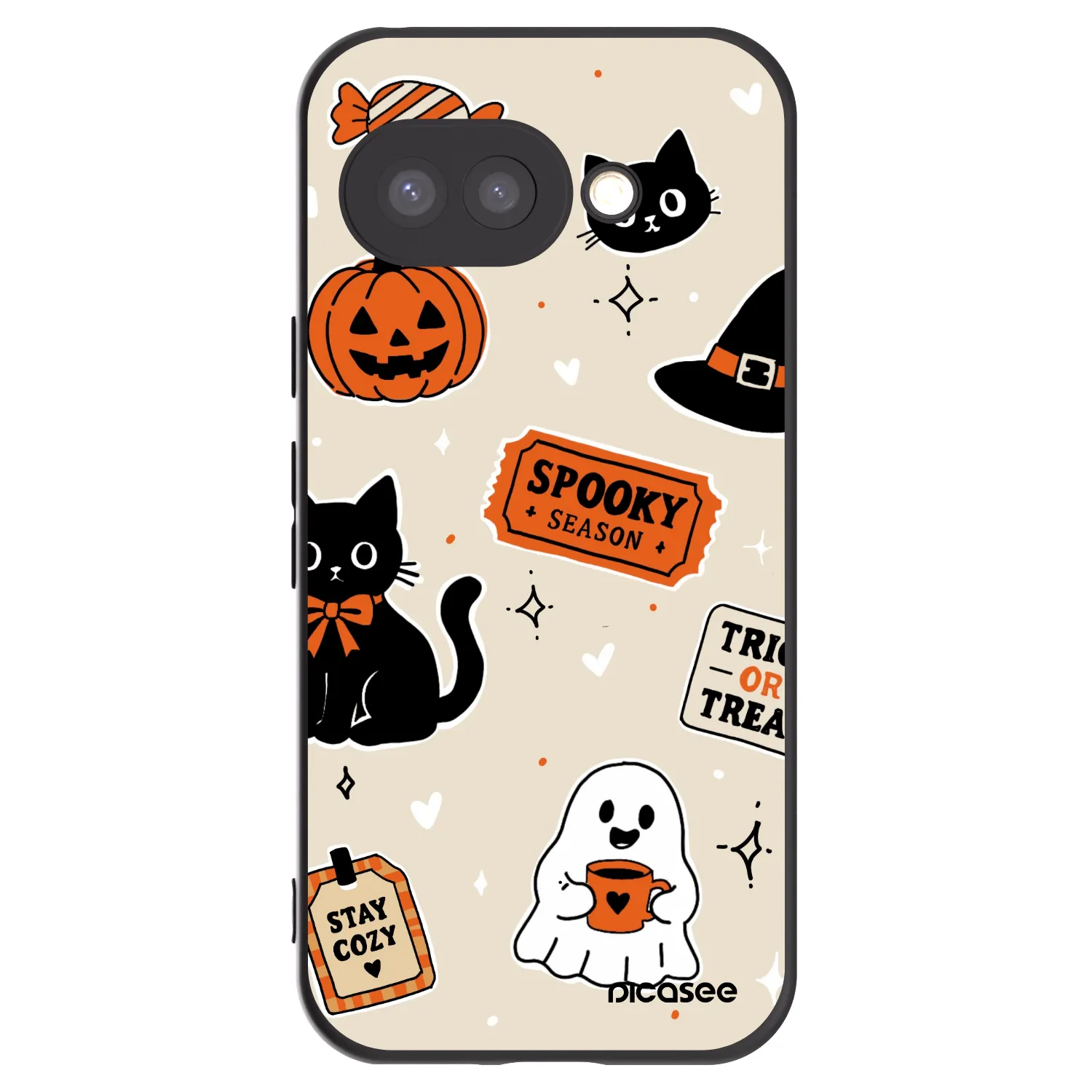 Picasee fekete szilikon tok az alábbi mobiltelefonokra Google Pixel 9a - Halloween stickers