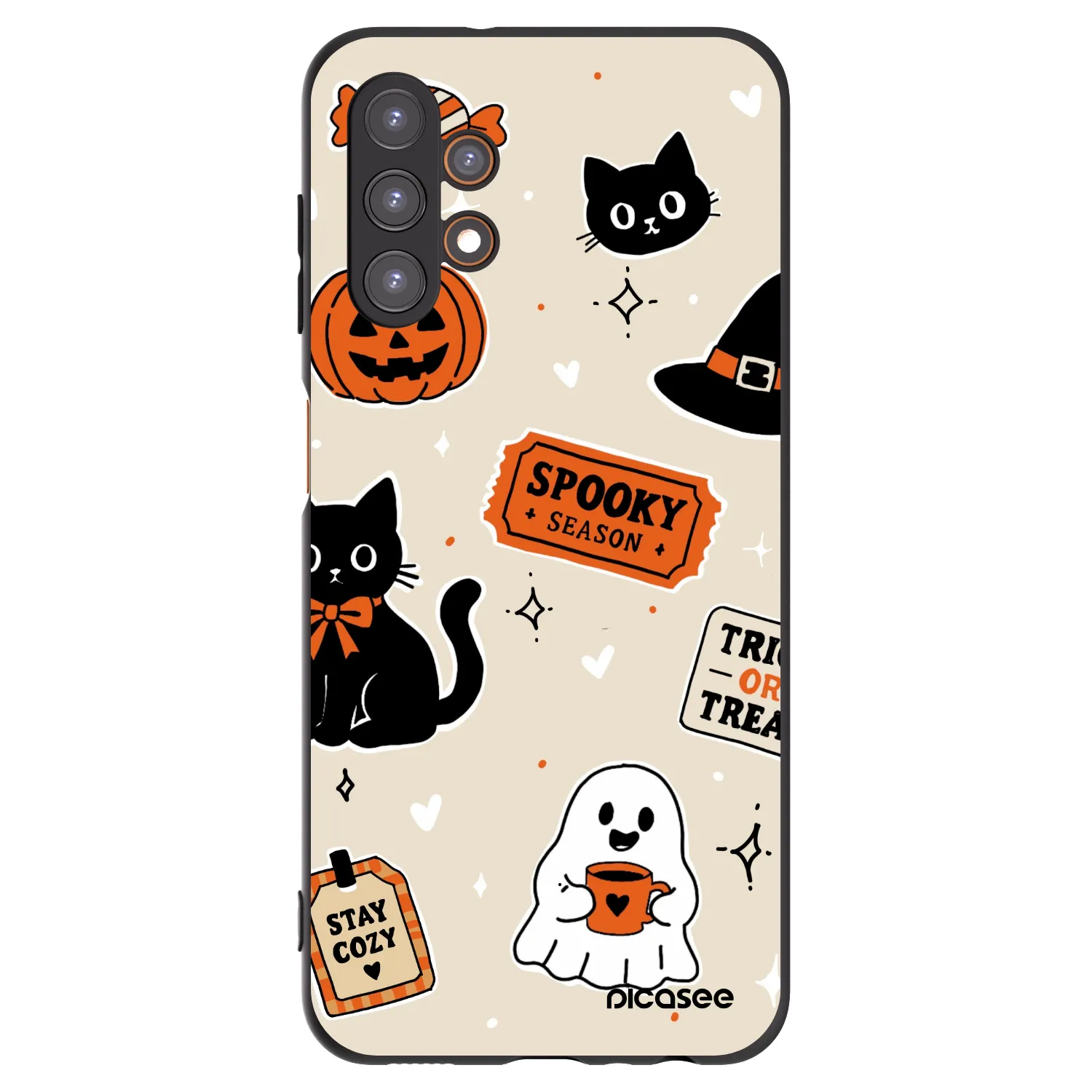 Picasee fekete szilikon tok az alábbi mobiltelefonokra Samsung Galaxy A13 5G - Halloween stickers