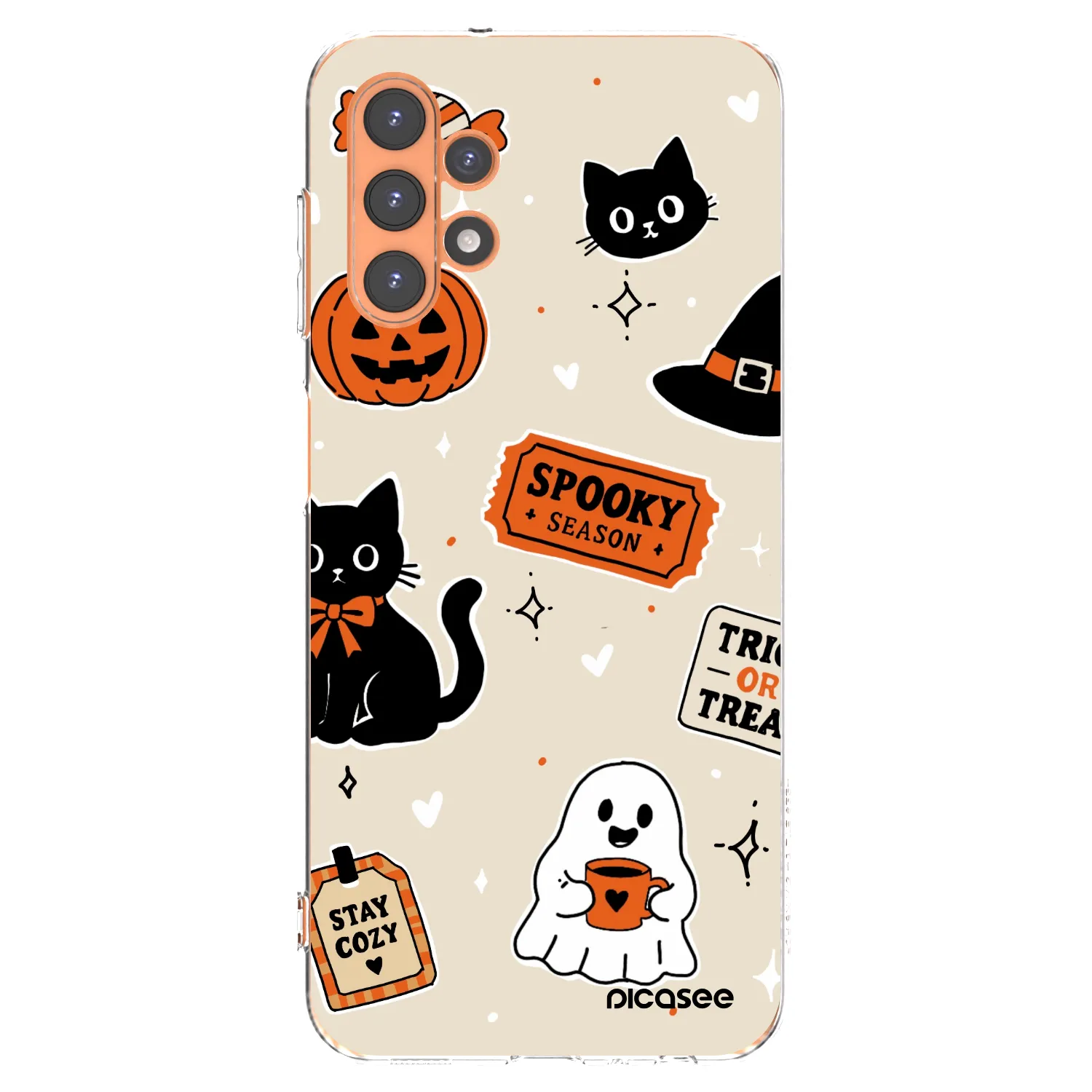 Picasee átlátszó szilikon tok az alábbi mobiltelefonokra Samsung Galaxy A13 5G - Halloween stickers