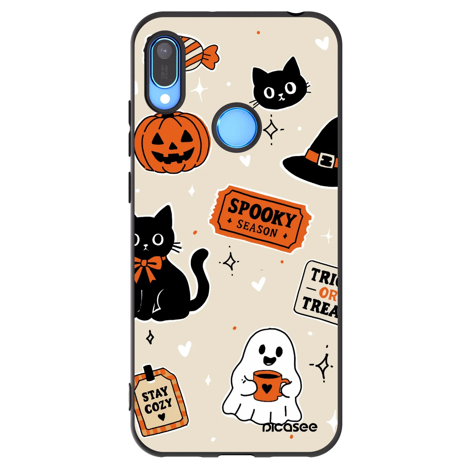 Picasee fekete szilikon tok az alábbi mobiltelefonokra Huawei Y6 2019 - Halloween stickers