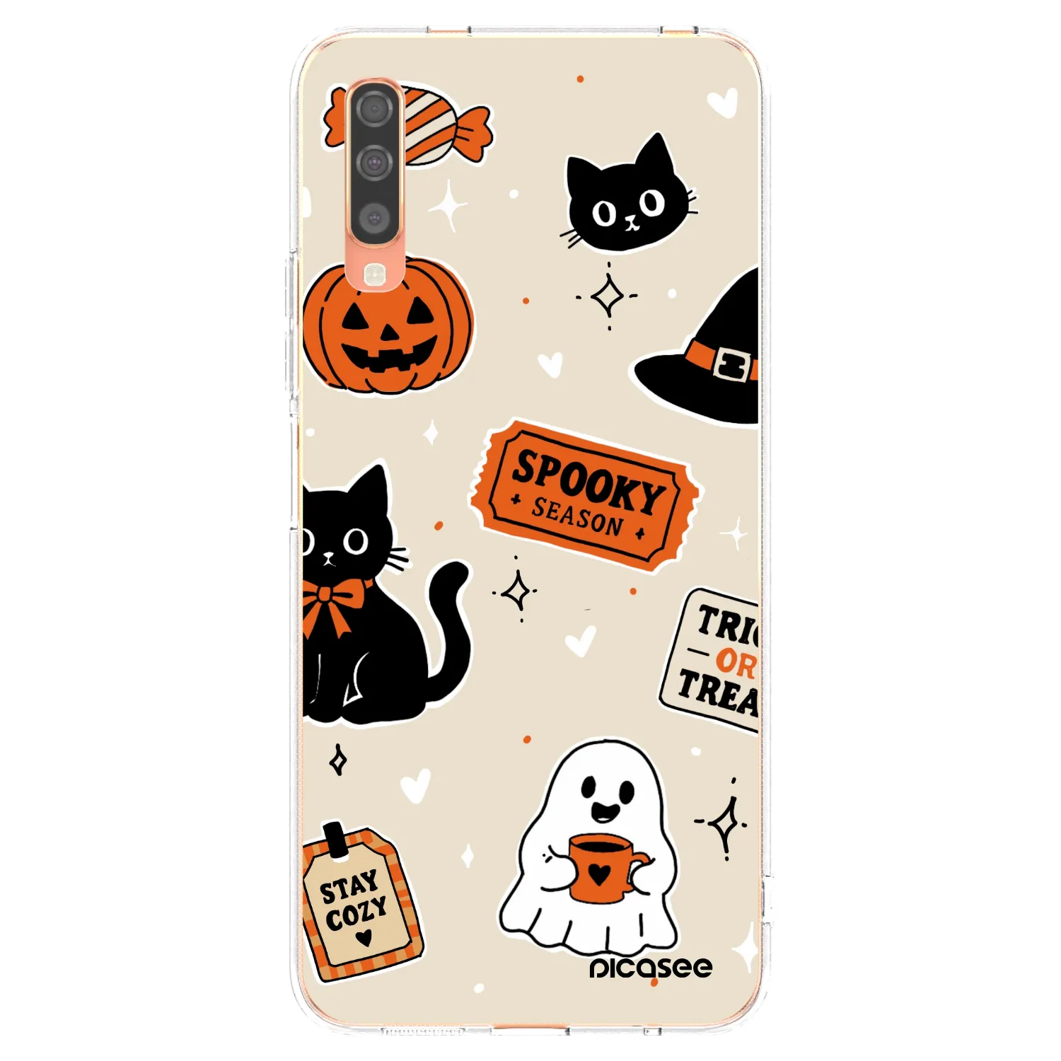 Picasee átlátszó szilikon tok az alábbi mobiltelefonokra Samsung Galaxy A70 A705F - Halloween stickers