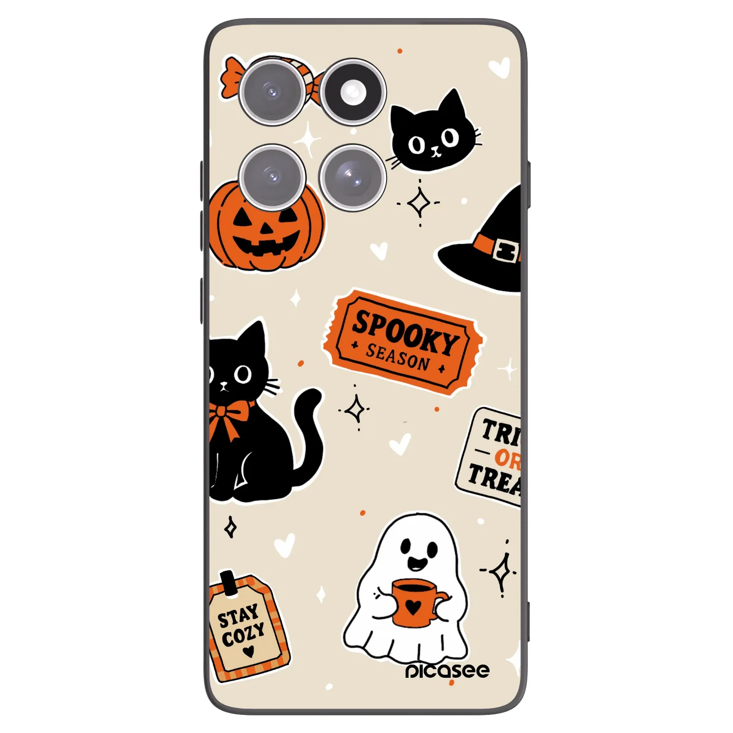 Picasee fekete szilikon tok az alábbi mobiltelefonokra Motorola Edge 60 Pro - Halloween stickers