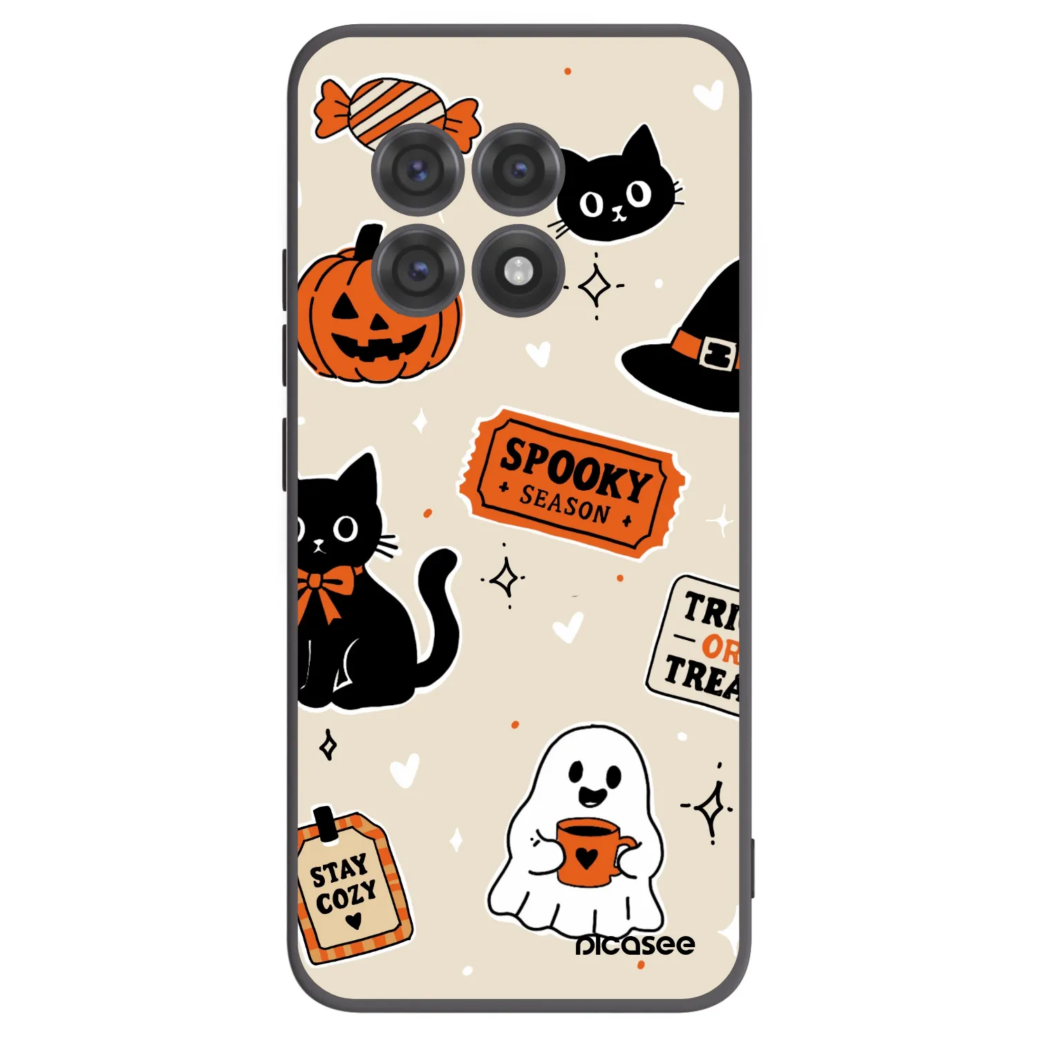 Picasee fekete szilikon tok az alábbi mobiltelefonokra OnePlus 13R 5G - Halloween stickers