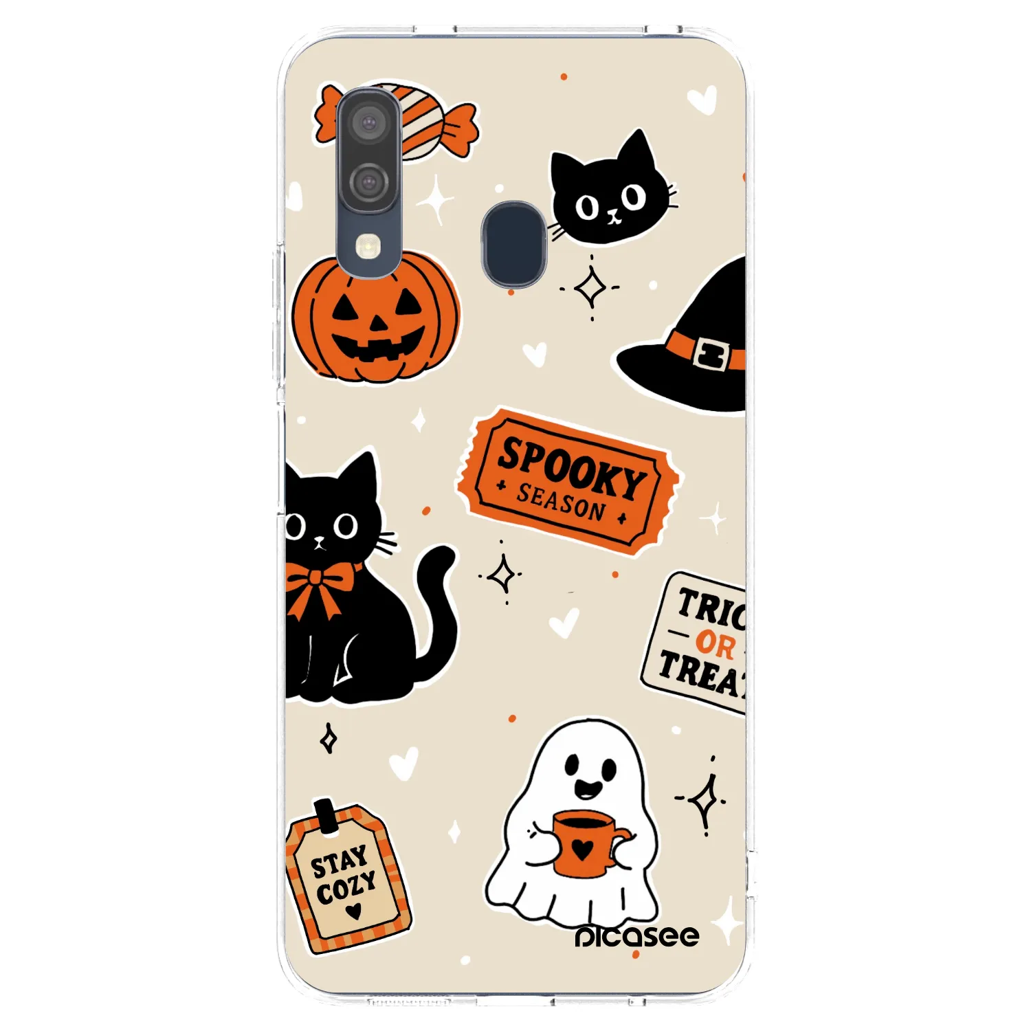 Picasee átlátszó szilikon tok az alábbi mobiltelefonokra Samsung Galaxy A40 A405F - Halloween stickers
