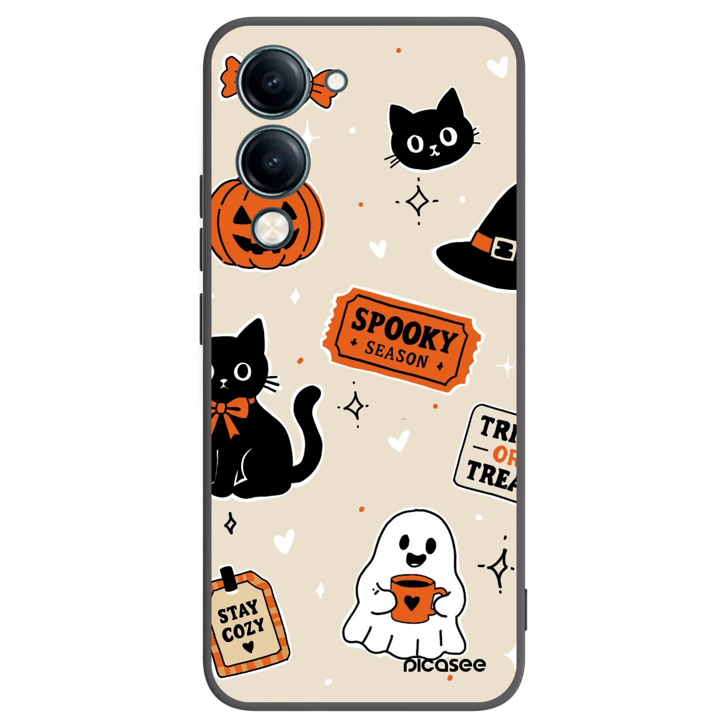 Picasee fekete szilikon tok az alábbi mobiltelefonokra Vivo Y29s 5G - Halloween stickers