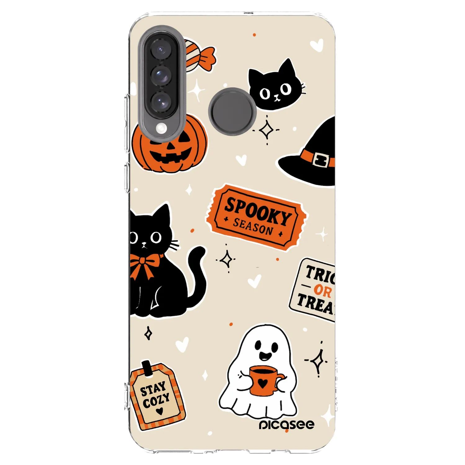 Picasee átlátszó szilikon tok az alábbi mobiltelefonokra Huawei P30 Lite - Halloween stickers