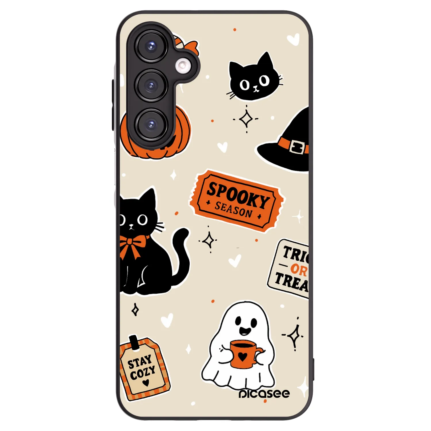 Picasee fekete szilikon tok az alábbi mobiltelefonokra Samsung Galaxy A16 4G - Halloween stickers
