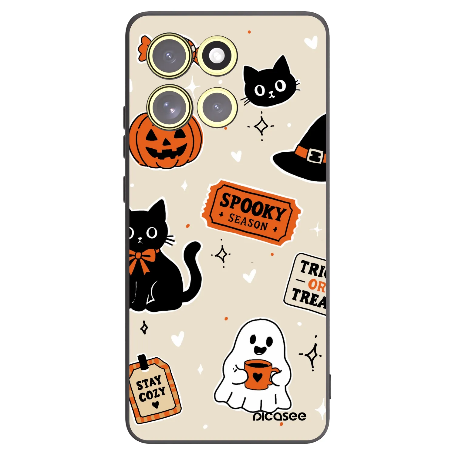Picasee fekete szilikon tok az alábbi mobiltelefonokra Motorola Moto G86 Power 5G - Halloween stickers