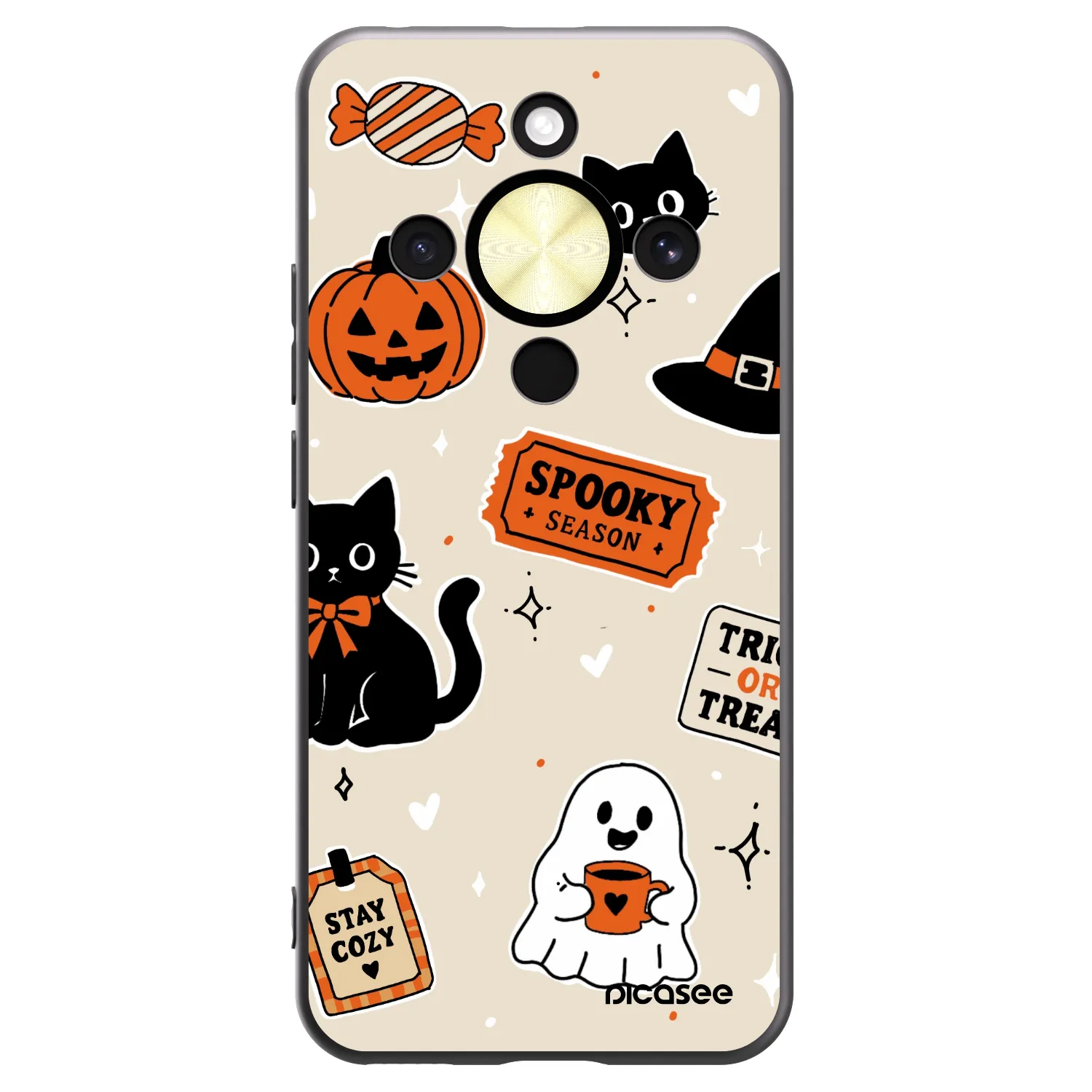 Picasee fekete szilikon tok az alábbi mobiltelefonokra Honor Magic8 Lite 5G - Halloween stickers