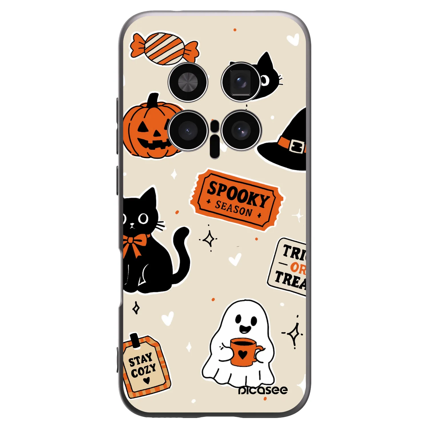 Picasee fekete szilikon tok az alábbi mobiltelefonokra Honor Magic8 Pro 5G - Halloween stickers
