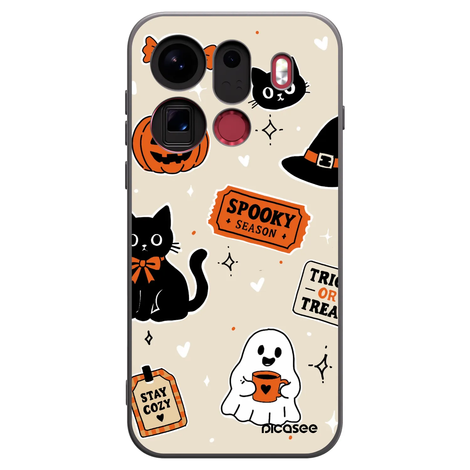 Picasee fekete szilikon tok az alábbi mobiltelefonokra OPPO Find X9 Pro - Halloween stickers