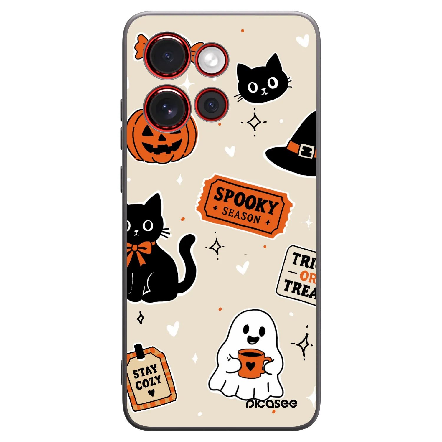 Picasee fekete szilikon tok az alábbi mobiltelefonokra Motorola Edge 60 Neo 5G - Halloween stickers