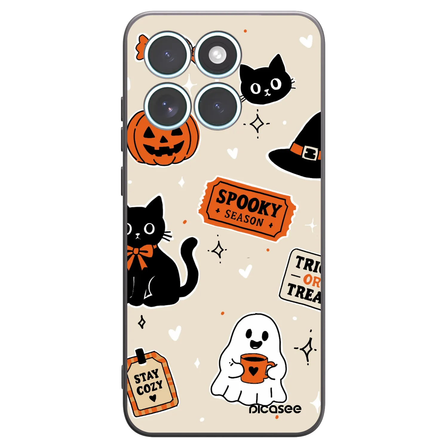 Picasee fekete szilikon tok az alábbi mobiltelefonokra Motorola Edge 70 Fusion - Halloween stickers