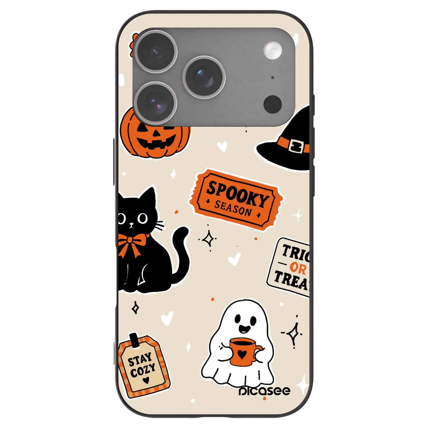 Picasee fekete szilikon tok az alábbi mobiltelefonokra Apple iPhone 18 Pro - Halloween stickers