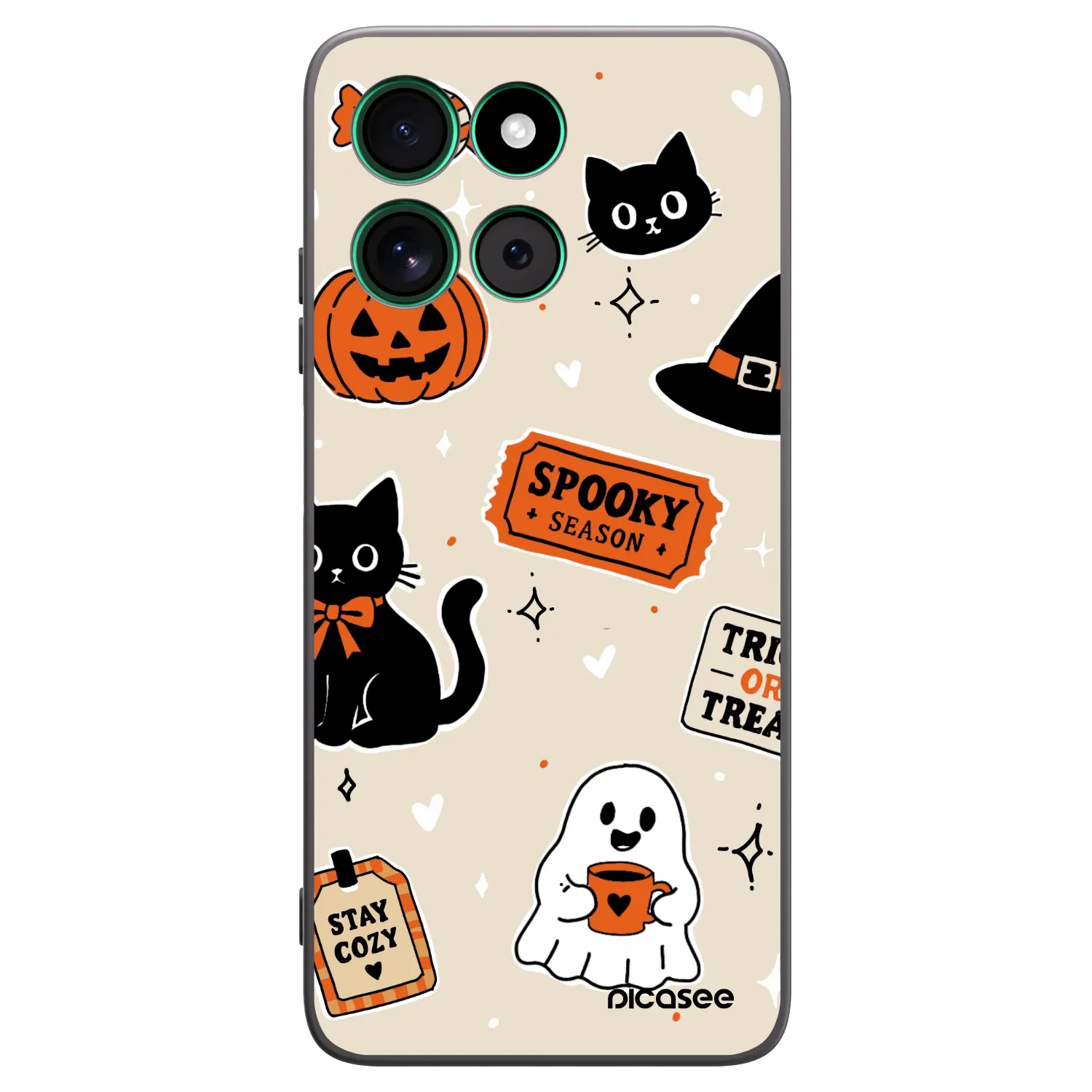 Picasee fekete szilikon tok az alábbi mobiltelefonokra Motorola Moto G57 Power - Halloween stickers
