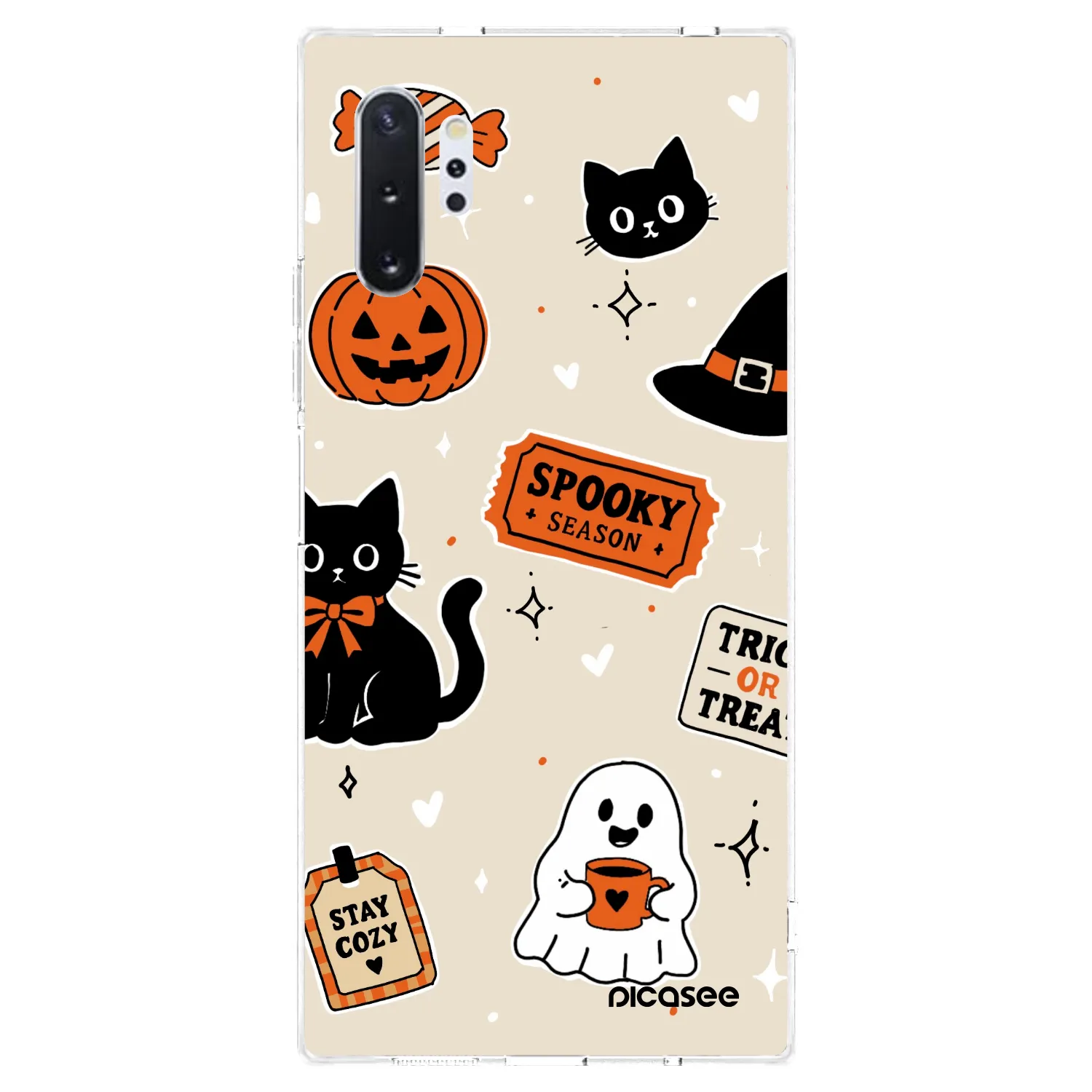 Picasee átlátszó szilikon tok az alábbi mobiltelefonokra Samsung Galaxy Note 10+ N975F - Halloween stickers