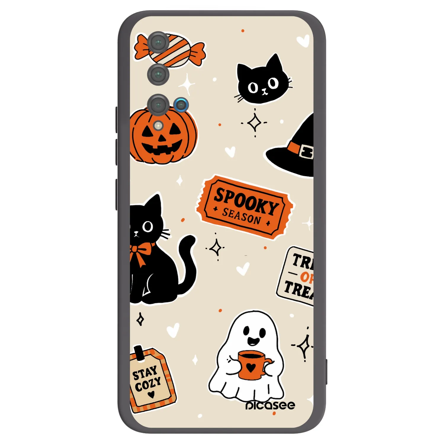 Picasee fekete szilikon tok az alábbi mobiltelefonokra Huawei Nova 5T - Halloween stickers
