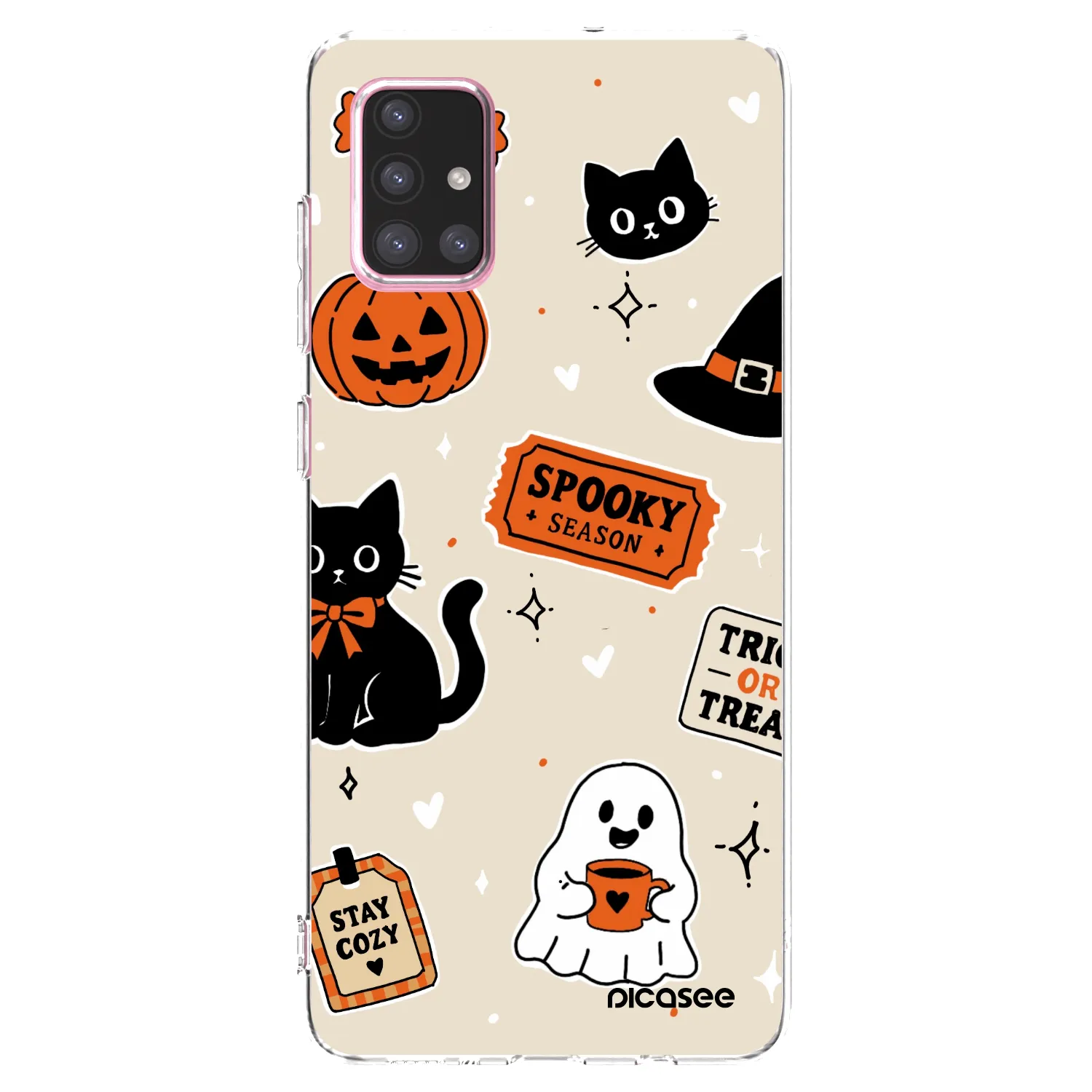 Picasee átlátszó szilikon tok az alábbi mobiltelefonokra Samsung Galaxy A71 A715F - Halloween stickers