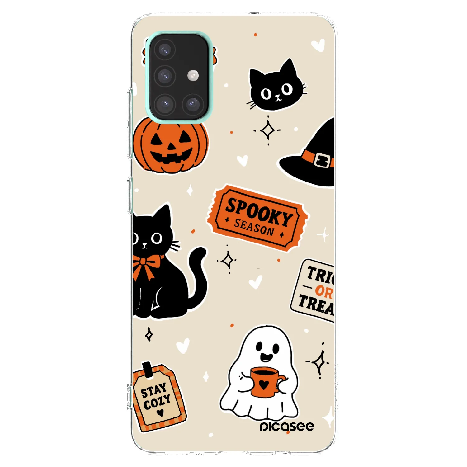 Picasee átlátszó szilikon tok az alábbi mobiltelefonokra Samsung Galaxy A51 A515F - Halloween stickers