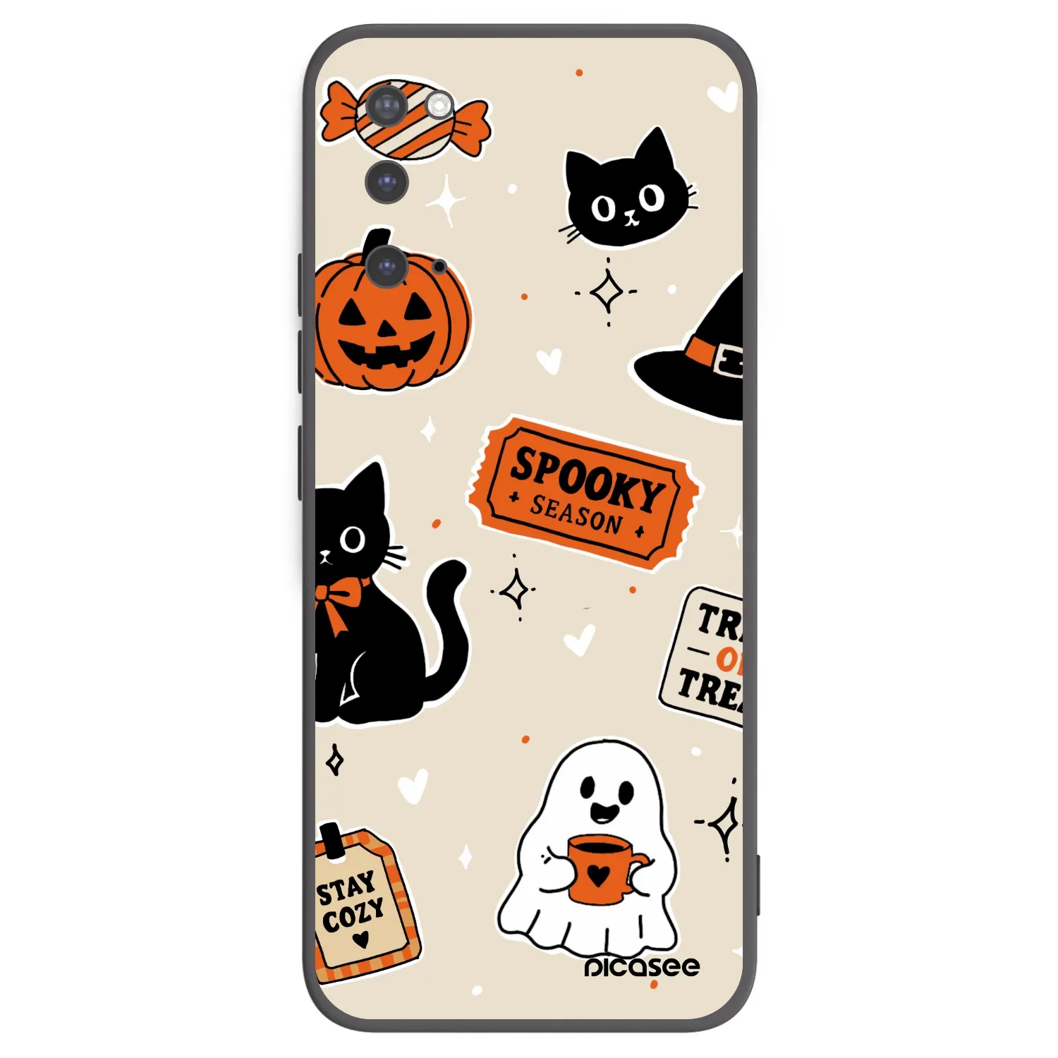 Picasee fekete szilikon tok az alábbi mobiltelefonokra Samsung Galaxy S20 G980F - Halloween stickers
