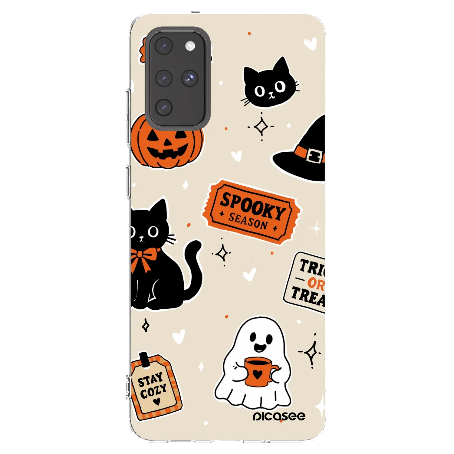 Picasee átlátszó szilikon tok az alábbi mobiltelefonokra Samsung Galaxy S20+ G985F - Halloween stickers
