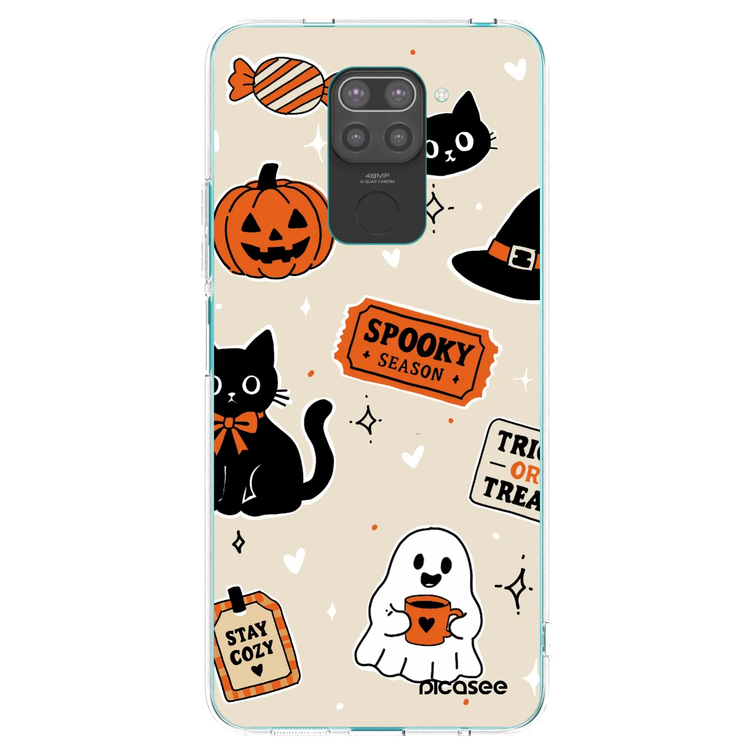 Picasee fekete szilikon tok az alábbi mobiltelefonokra Xiaomi Redmi Note 9 - Halloween stickers