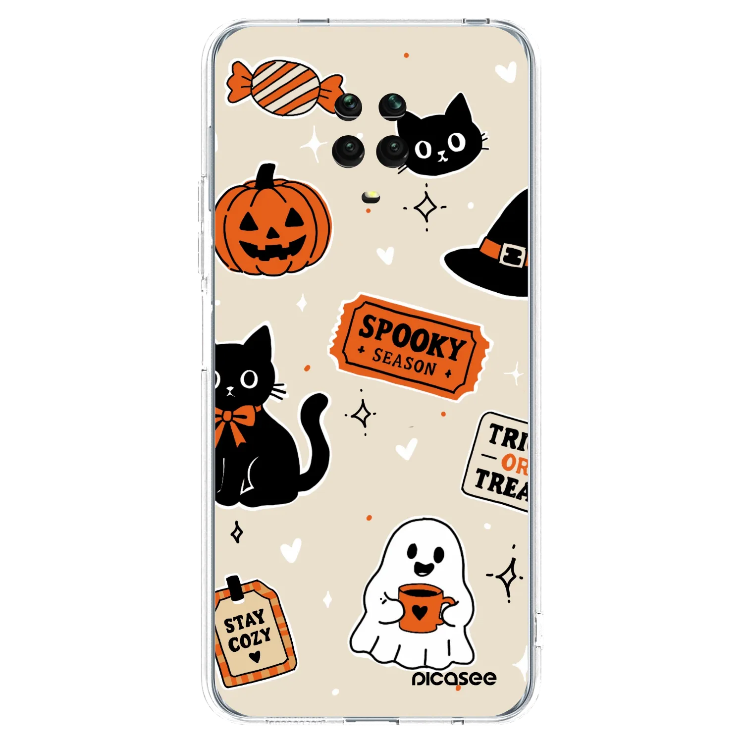 Picasee átlátszó szilikon tok az alábbi mobiltelefonokra Xiaomi Redmi Note 9S - Halloween stickers