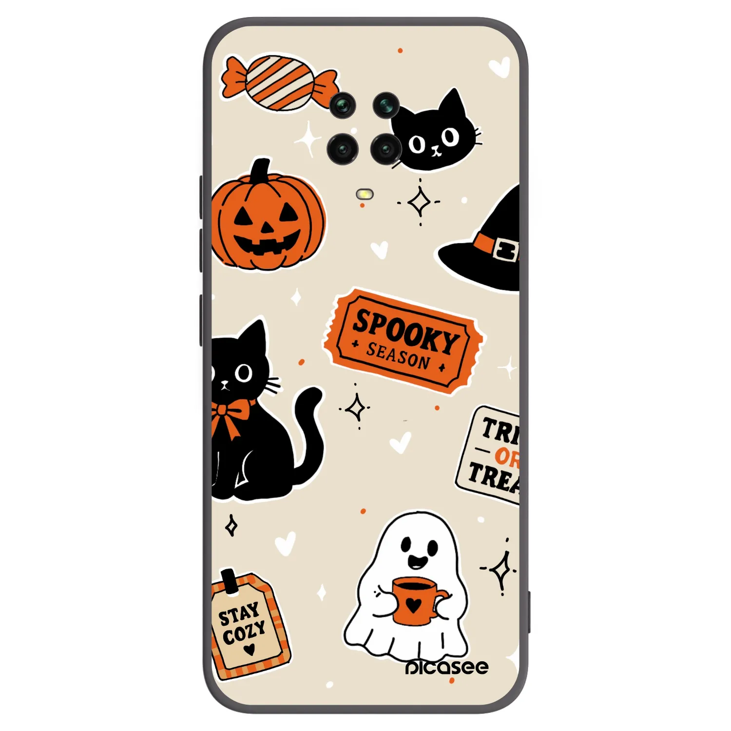 Picasee fekete szilikon tok az alábbi mobiltelefonokra Xiaomi Redmi Note 9S - Halloween stickers