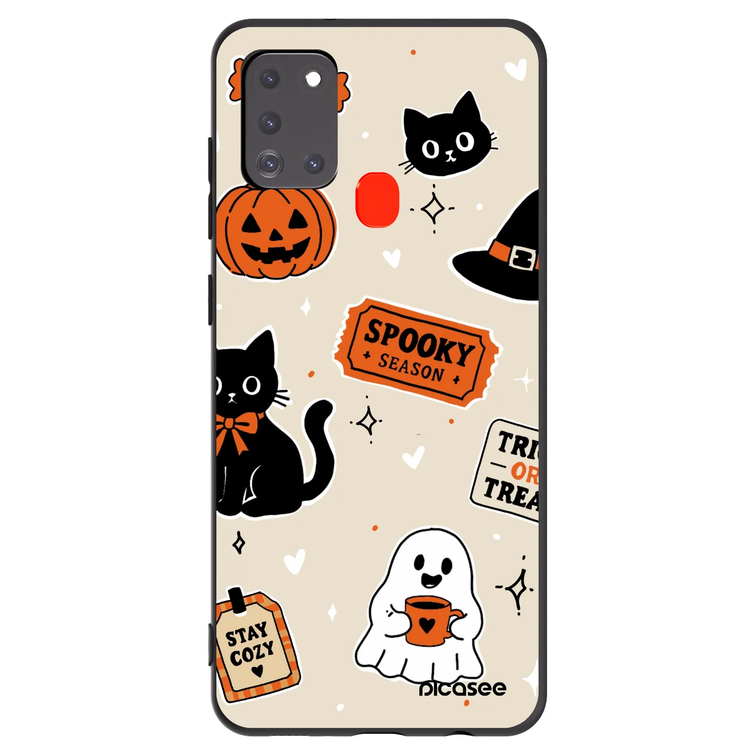 Picasee fekete szilikon tok az alábbi mobiltelefonokra Samsung Galaxy A21s - Halloween stickers