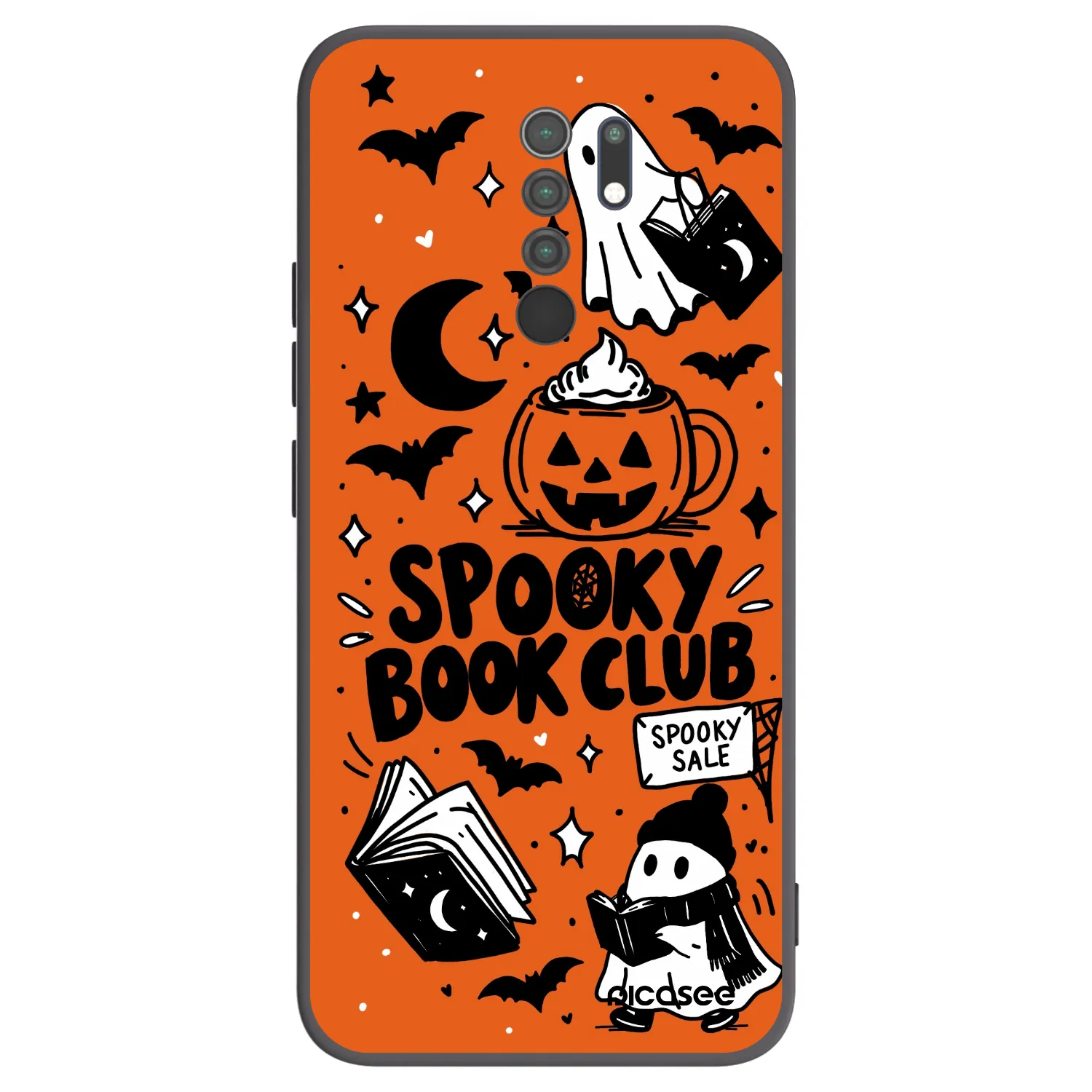 Picasee fekete szilikon tok az alábbi mobiltelefonokra Xiaomi Redmi 9 - Spooky book club