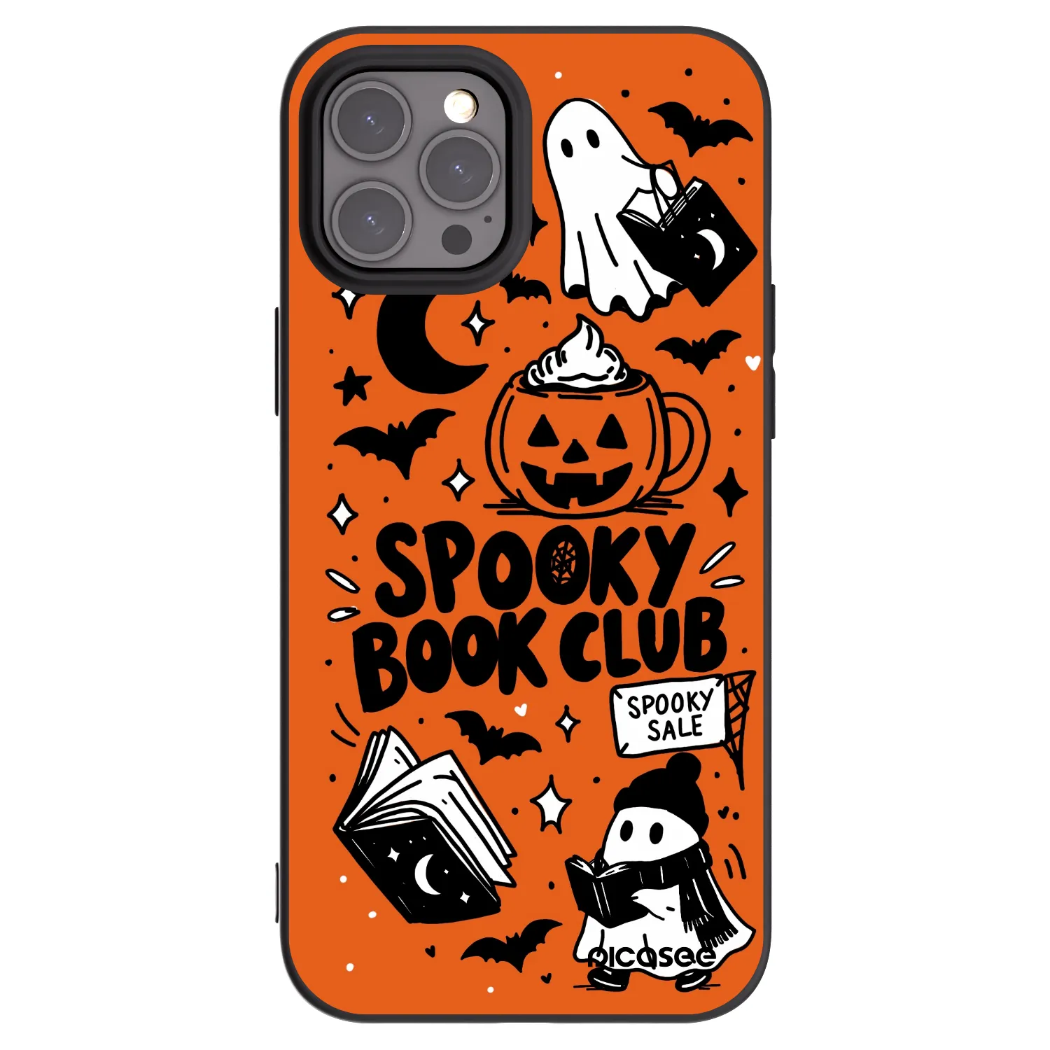 Picasee fekete szilikon tok az alábbi mobiltelefonokra Apple iPhone 12 Pro Max - Spooky book club
