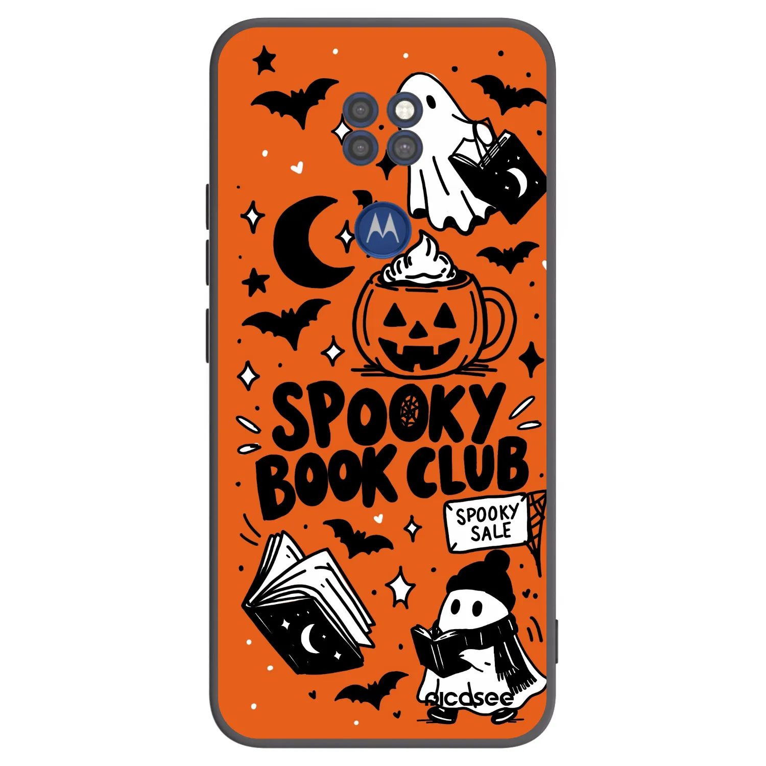 Picasee fekete szilikon tok az alábbi mobiltelefonokra Motorola Moto G9 Play - Spooky book club