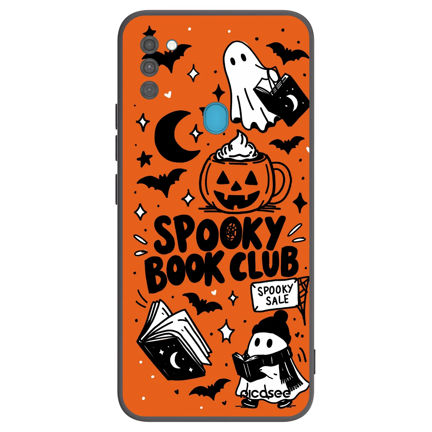 Picasee fekete szilikon tok az alábbi mobiltelefonokra Samsung Galaxy M11 - Spooky book club