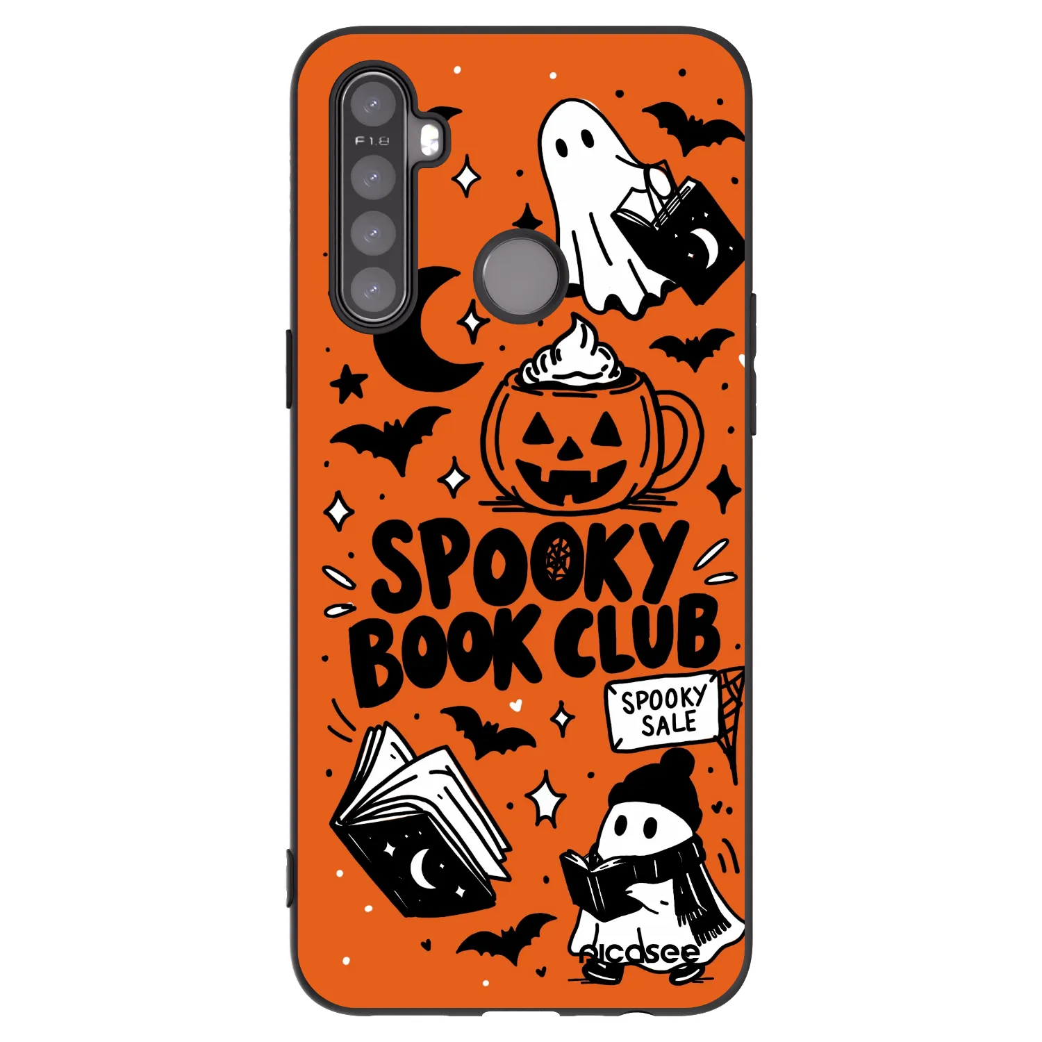 Picasee fekete szilikon tok az alábbi mobiltelefonokra Realme 6i - Spooky book club